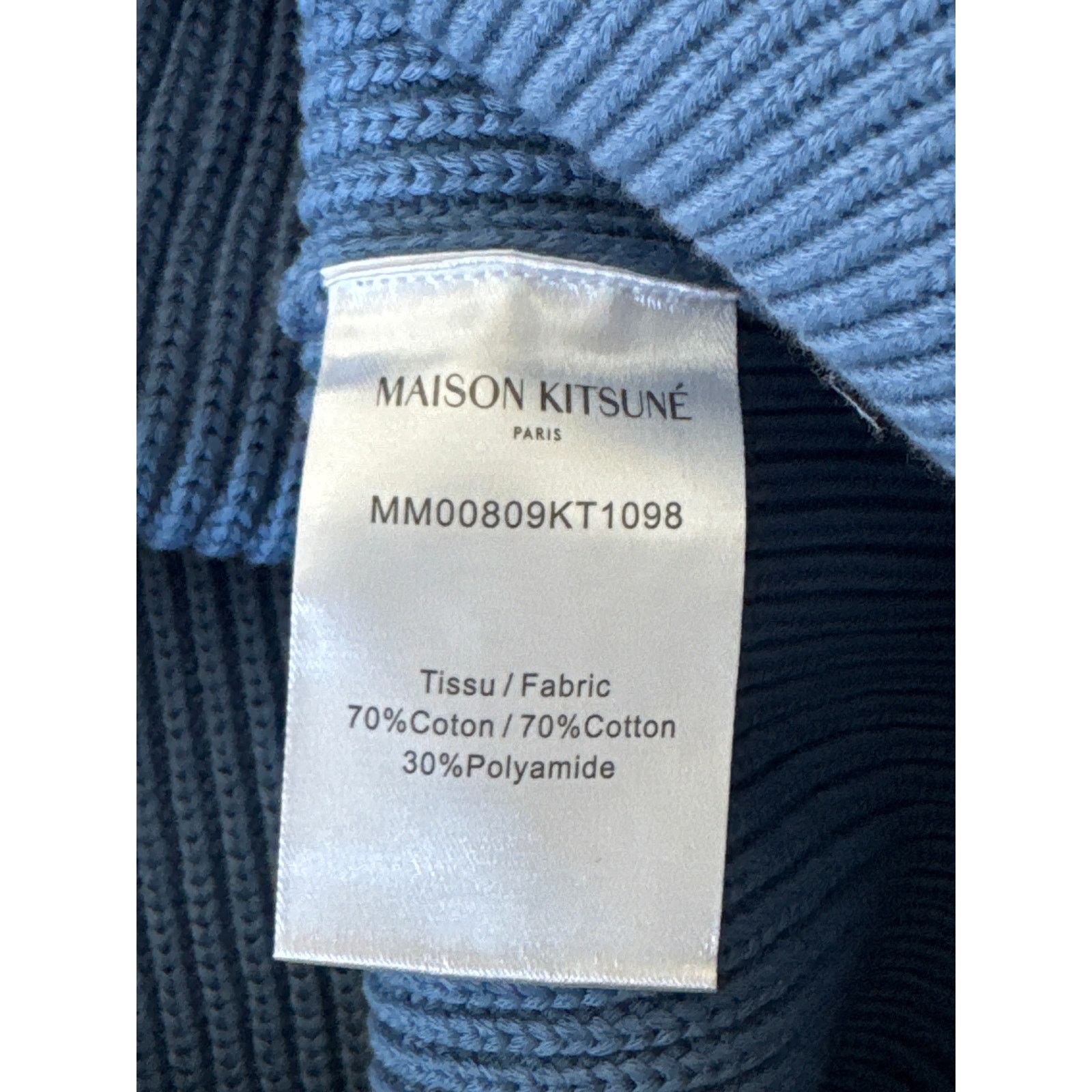 Maison Kitsune Maison Kitsuné Bold Fox Head Patch Ribbed Sweater BLue Size US S / EU 44-46 / 1 - 11 Thumbnail