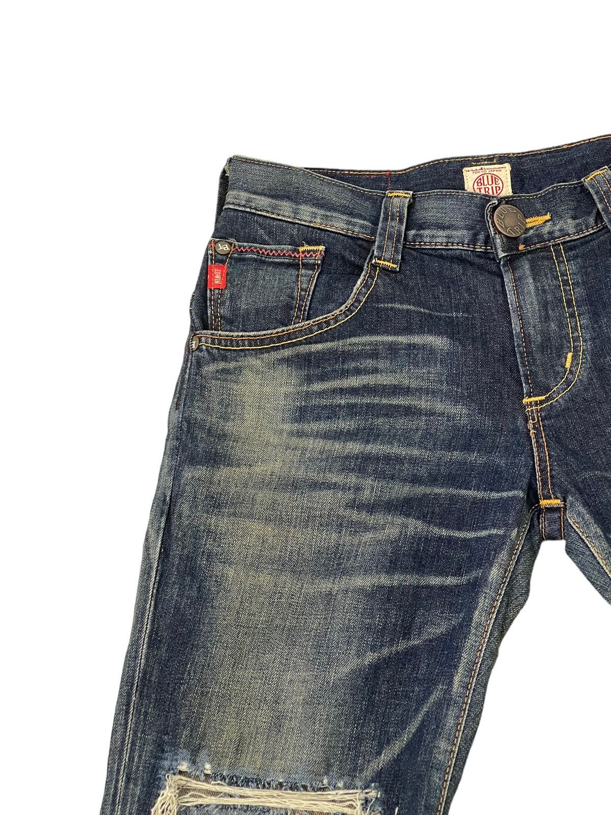 Edwin Flare Jeans Edwin Japan Faded Distress Stretch Boot Cut 8🟦3 Size US 31 - 8 Thumbnail