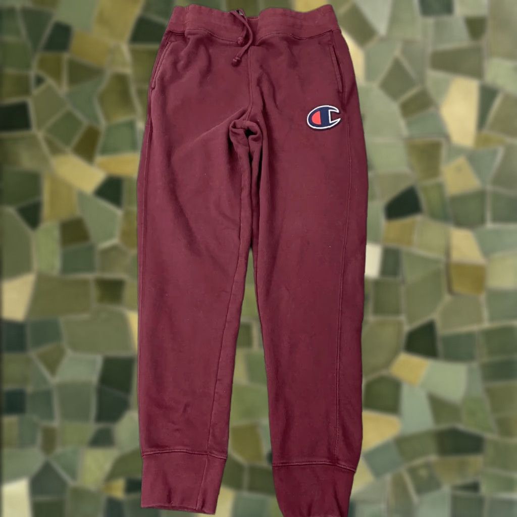 Champion Champion Sweatpants Joggers Mens Medium Maroon Fleece Big C Logo Athletic Pants Size US 31 - 1 Thumbnail