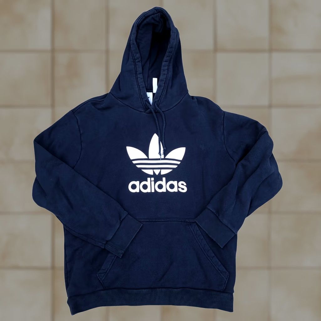 Adidas ADIDAS Originals Trefoil Hoodie Sweatshirt Men's Pullover Sweater Blue L Carded Pullover Sweatshirt Size US L / EU 52-54 / 3 - 1 Thumbnail