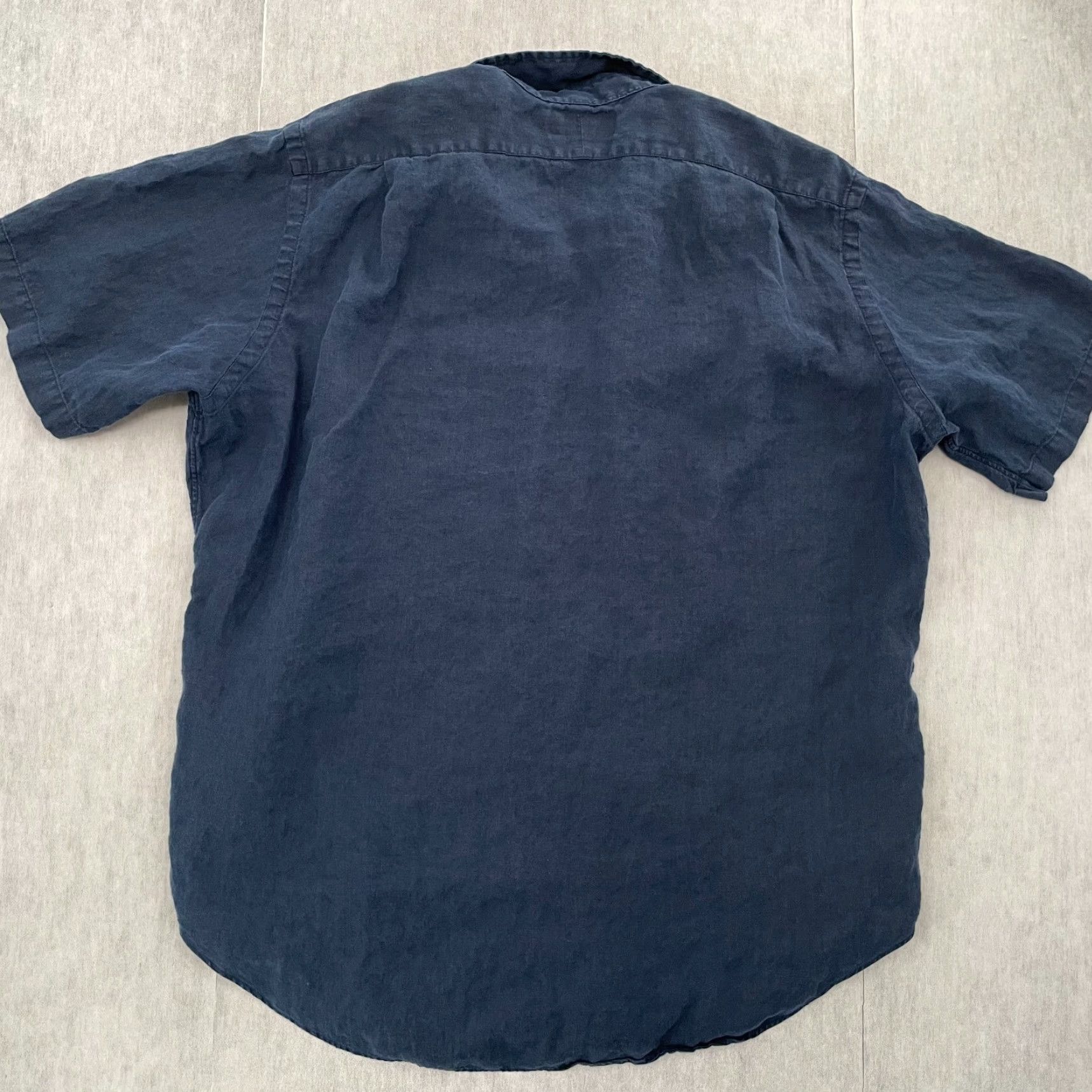 Polo Ralph Lauren VINTAGE Polo Ralph Lauren Shirt Adult XL Blue Linen Button-Up Short Sleeve Mens Size US XL / EU 56 / 4 - 2 Thumbnail