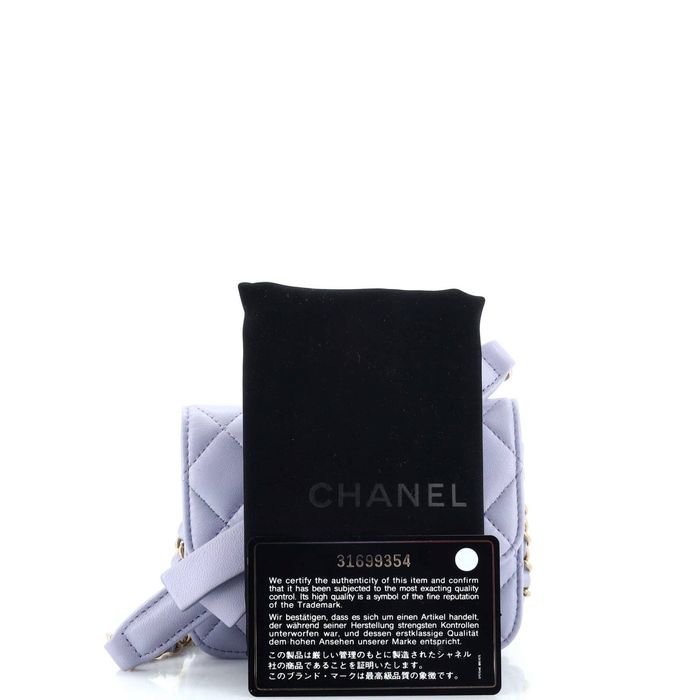 Chanel Bow Strap Card Holder on Chain Quilted Lambskin Purple 22695711