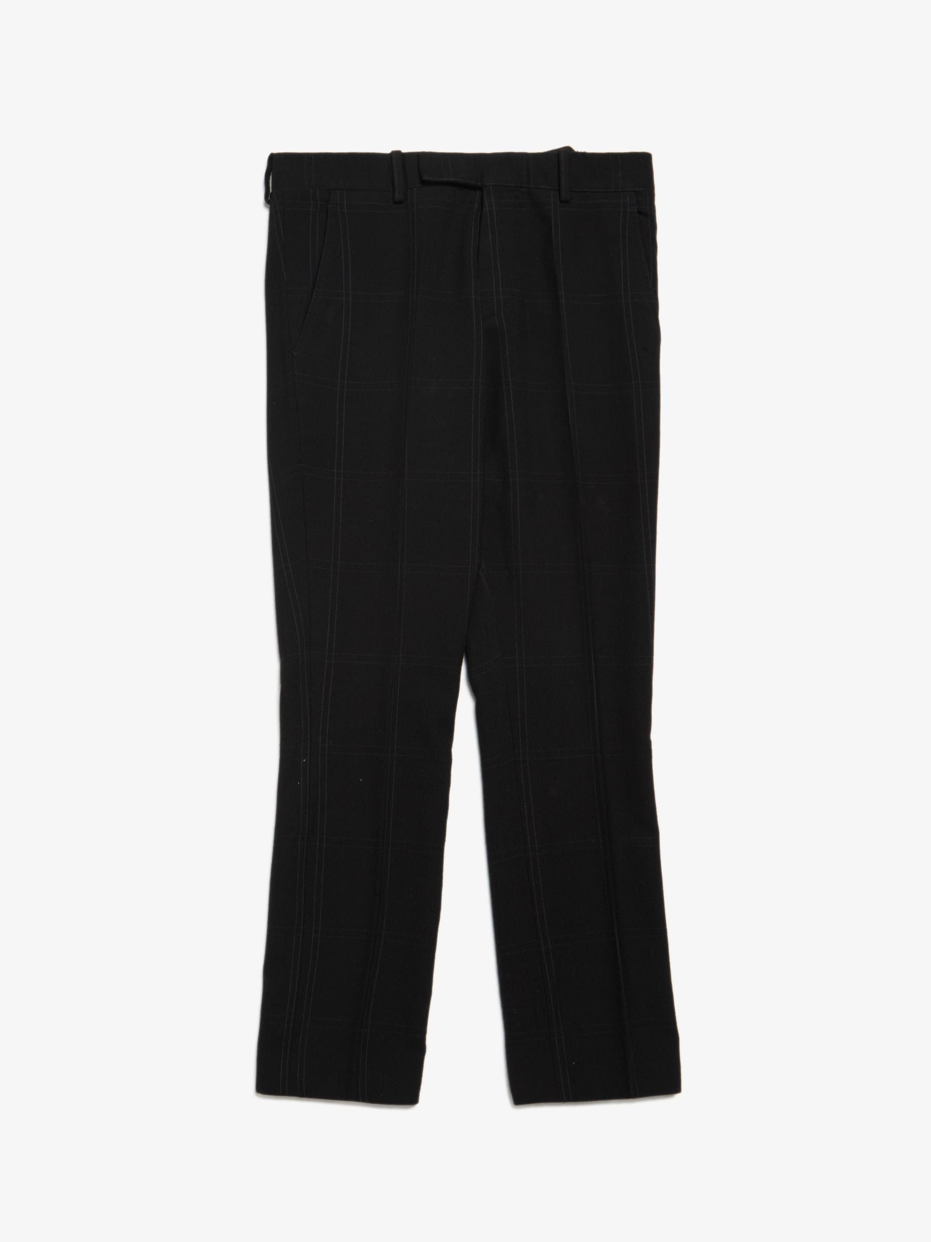 image of Marni Black Plaid Pleated Wool Trousers, Men's (Size 30)