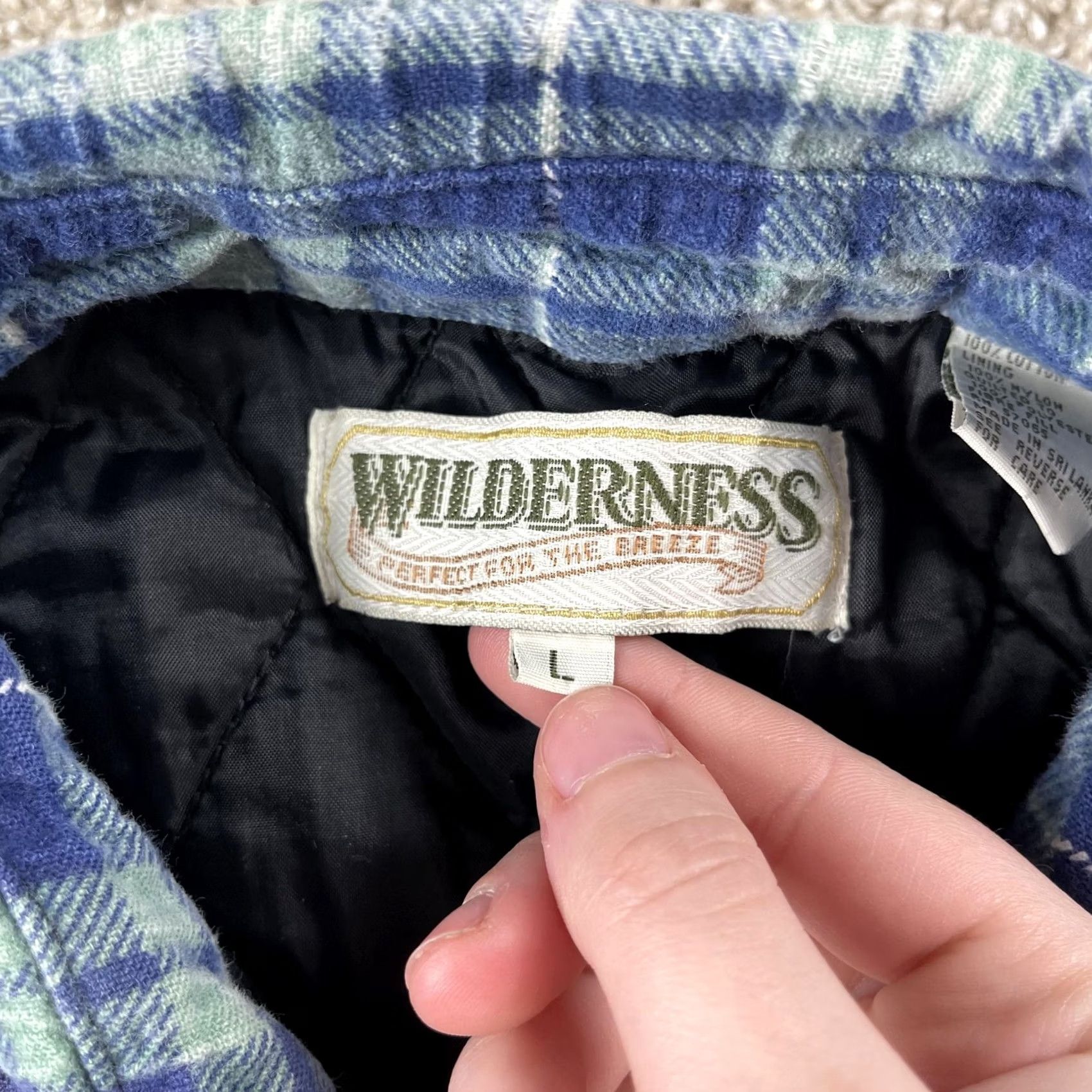 Vintage VINTAGE Wilderness Shirt Jacket Mens Large Blue Plaid Quilted Lined Flannel Size US L / EU 52-54 / 3 - 3 Thumbnail