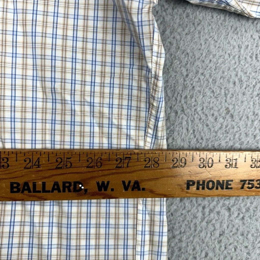 Jos. A. Bank Jos. A. Bank Button-Down Shirt Mens 2XL Brown Blue Plaid Cotton Pocket Casual Size US XXL / EU 58 / 5 - 7 Thumbnail
