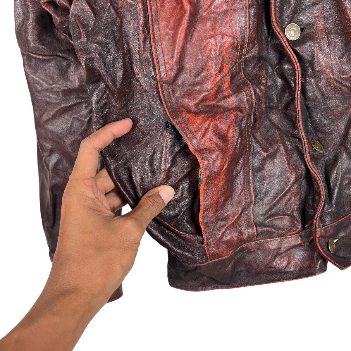 Schott 🔥 Vintage Schott Scartish Wrinkle Leather Jacket made In Usa Size US S / EU 44-46 / 1 - 11 Thumbnail