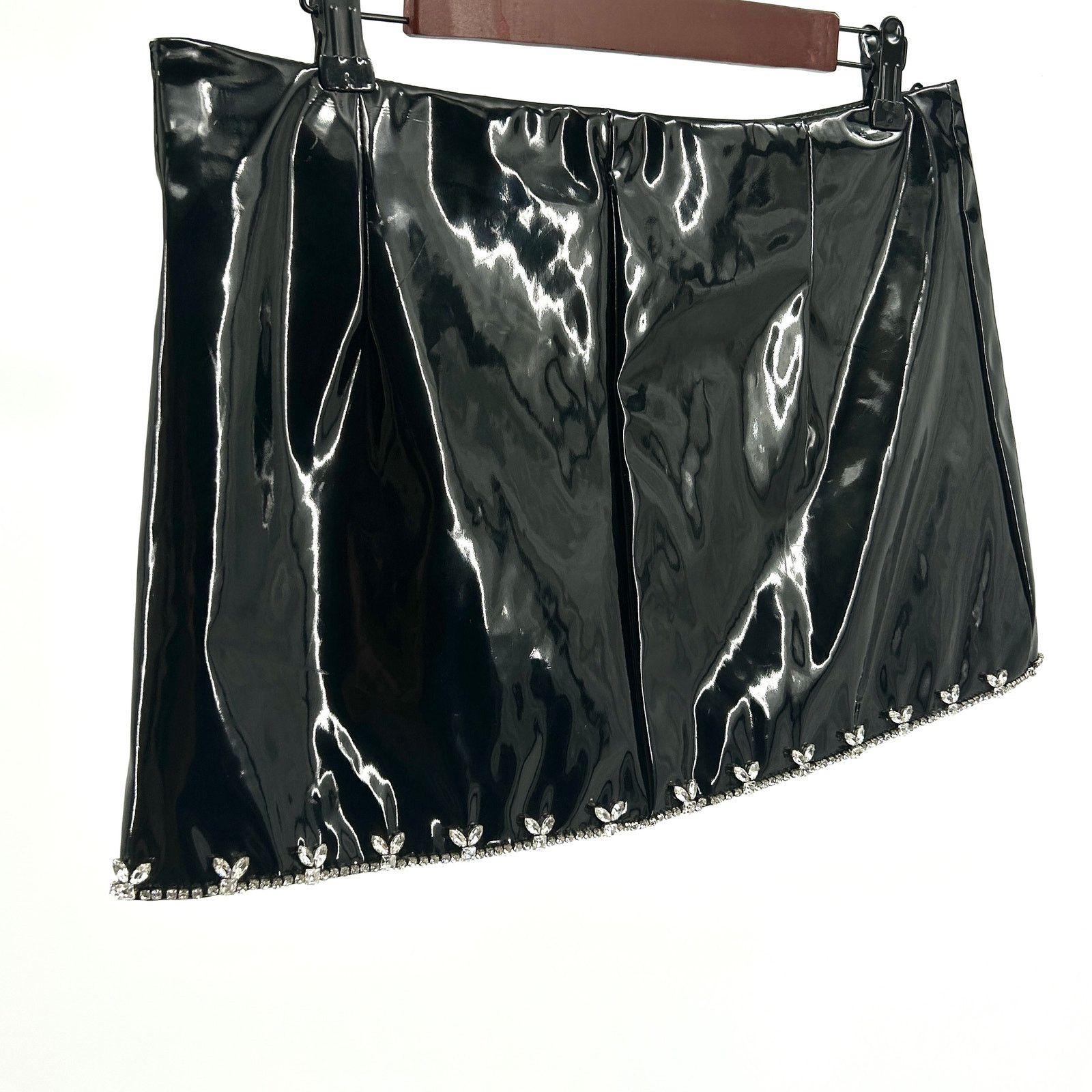 Other DES PHEMMES Black Vinyl Crystal Embellished Micro Mini Skirt Size 28" / US 6 / IT 42 - 3 Thumbnail