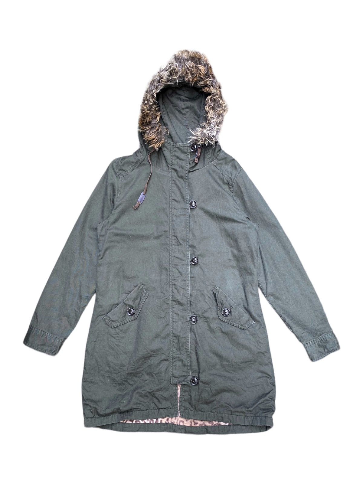 image of If Six Was Nine x Le Grande Bleu L G B Letter Back Number Fur Hoodie Fishtail Parka Jacket in Green