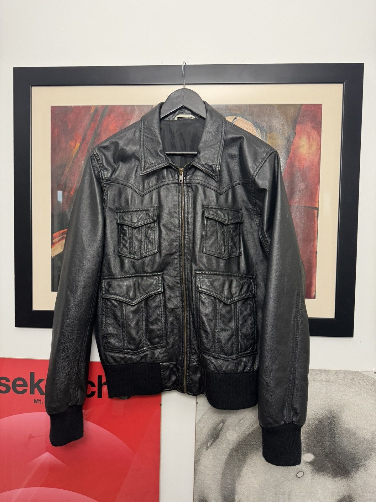 Genuine Real Leather Jacket High Quality Rock Punk Black