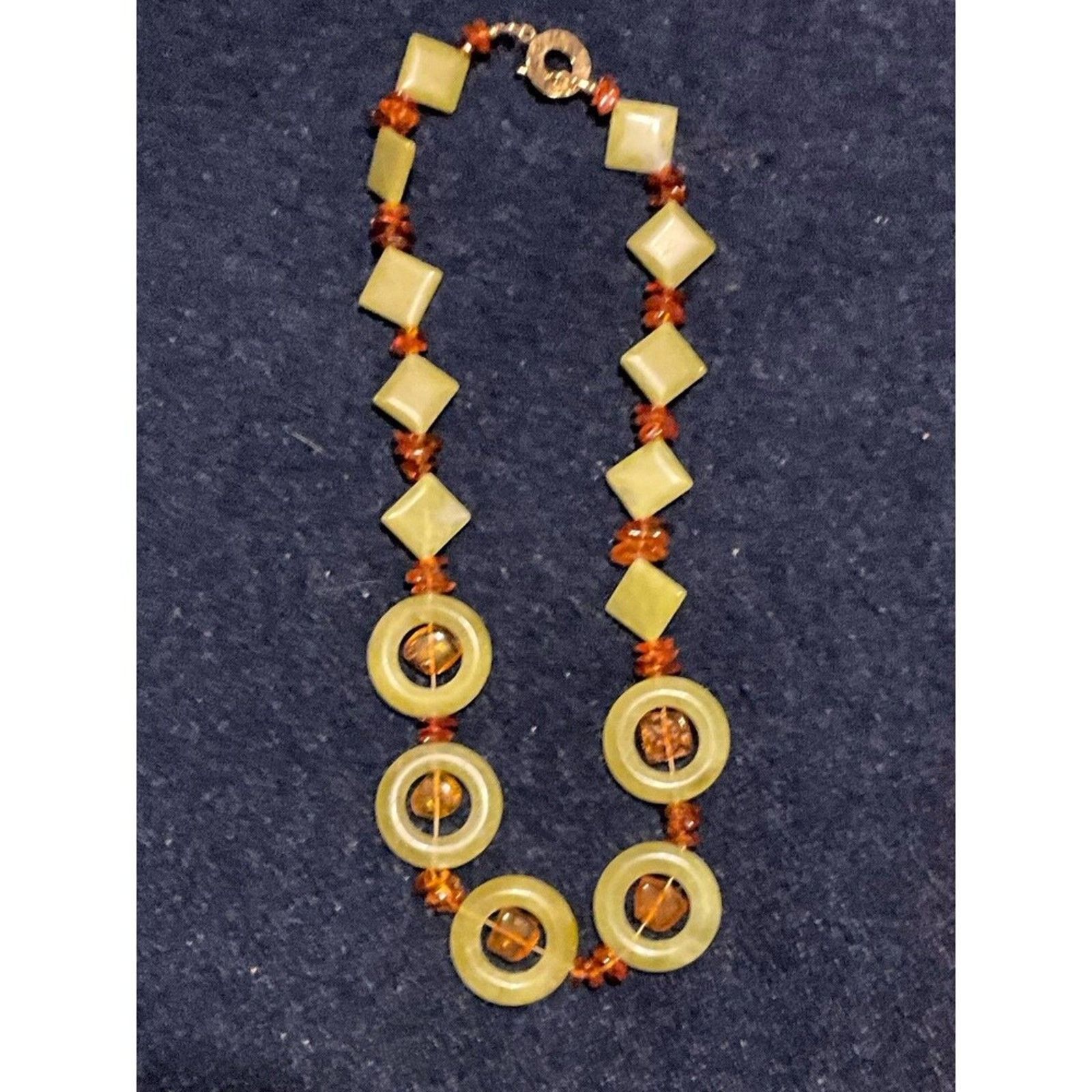 Other 925 Gold Over Silver Nephrite & Amber Necklace & Earrings Size ONE SIZE - 5 Thumbnail