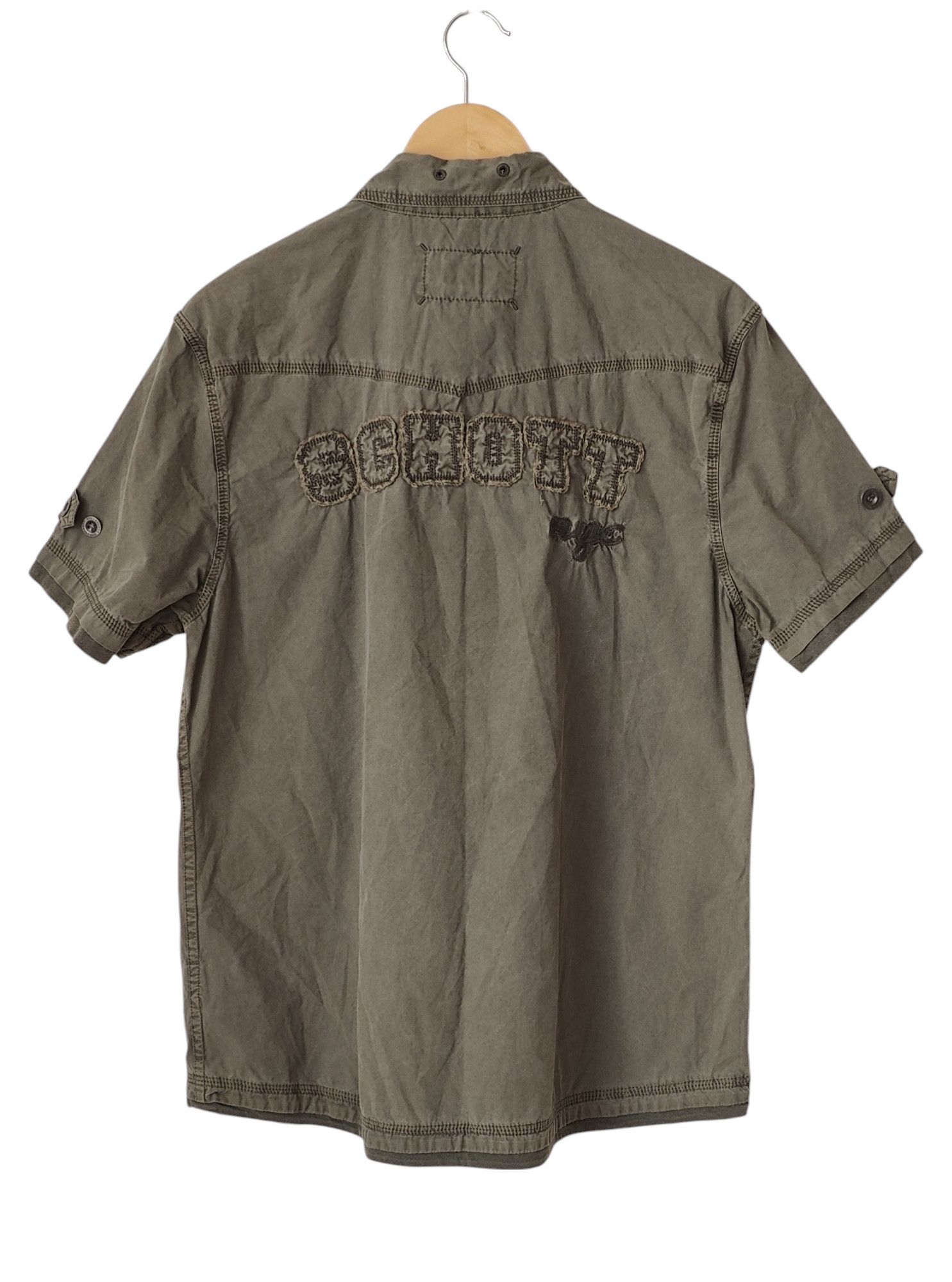 Schott Schott NYC Military Army Spell Out Short Sleeve Button Shirt Size US L / EU 52-54 / 3 - 2 Thumbnail
