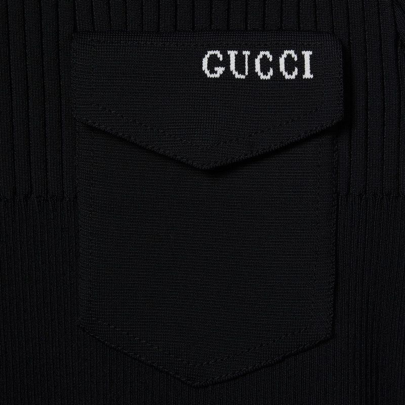 Gucci o1B3y1r0526 Rib Fabric Top Sweater With Intarsia in Black Size XS / US 0-2 / IT 36-38 - 6 Thumbnail