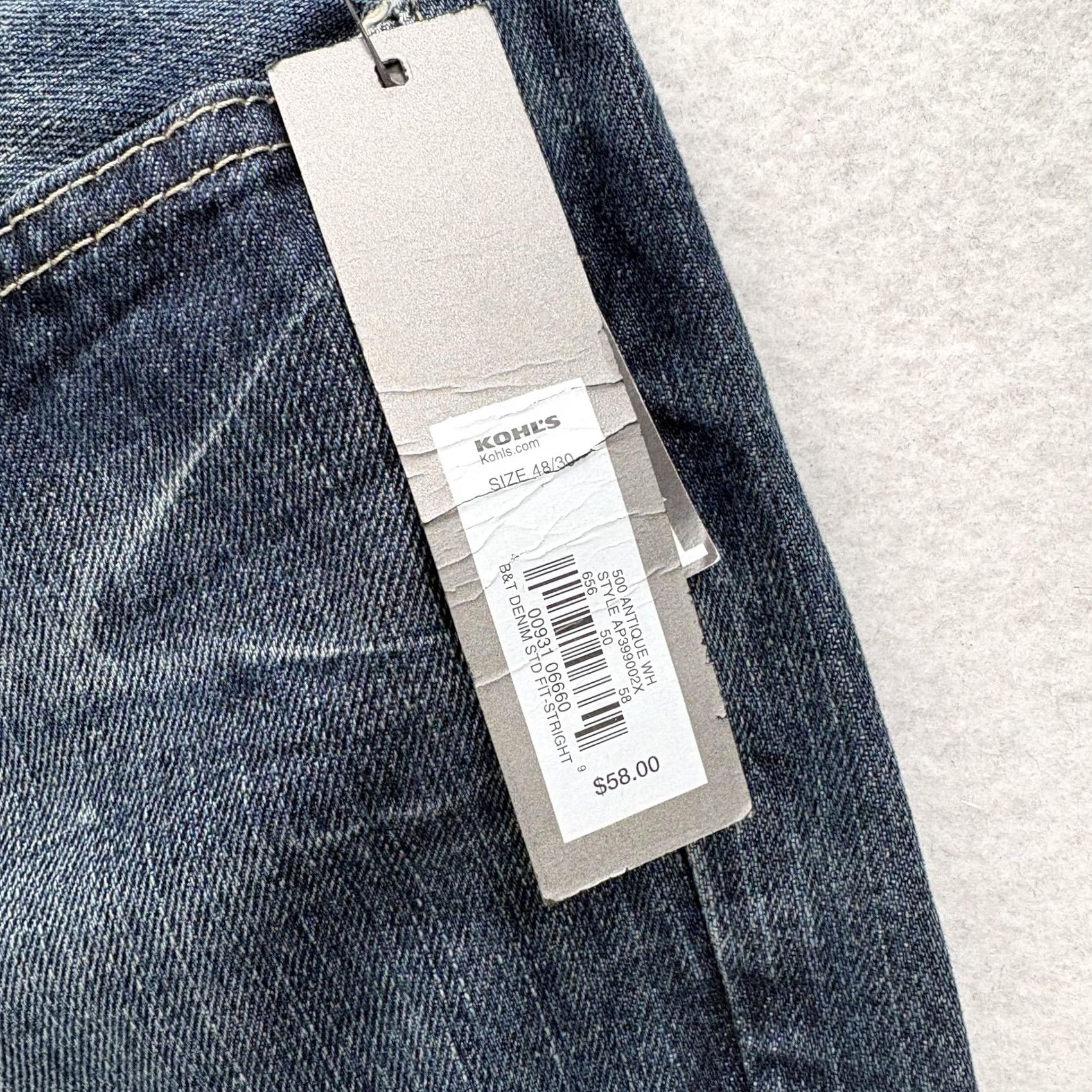 Apt. 9 Apt. 9 Jeans Straight Fit Big & Tall 48x30 Mens Blue Denim NWT Pants Size US 32 / EU 48 - 4 Thumbnail