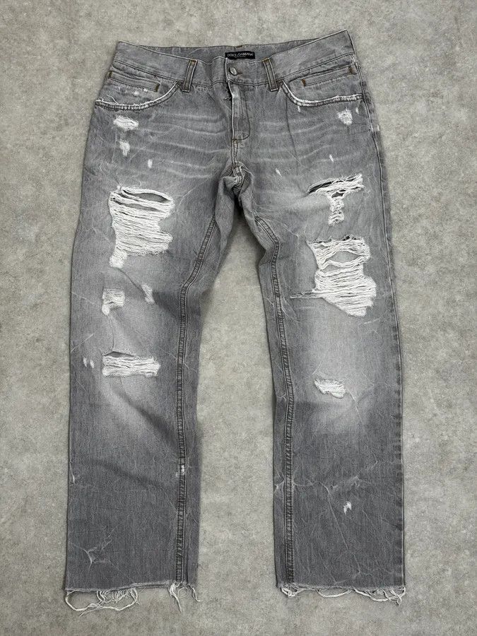 Dolce & Gabbana AW2010 Dolce & Gabbana Distressed Grey Denim Jeans Size 28" / US 6 / IT 42 - 4 Thumbnail