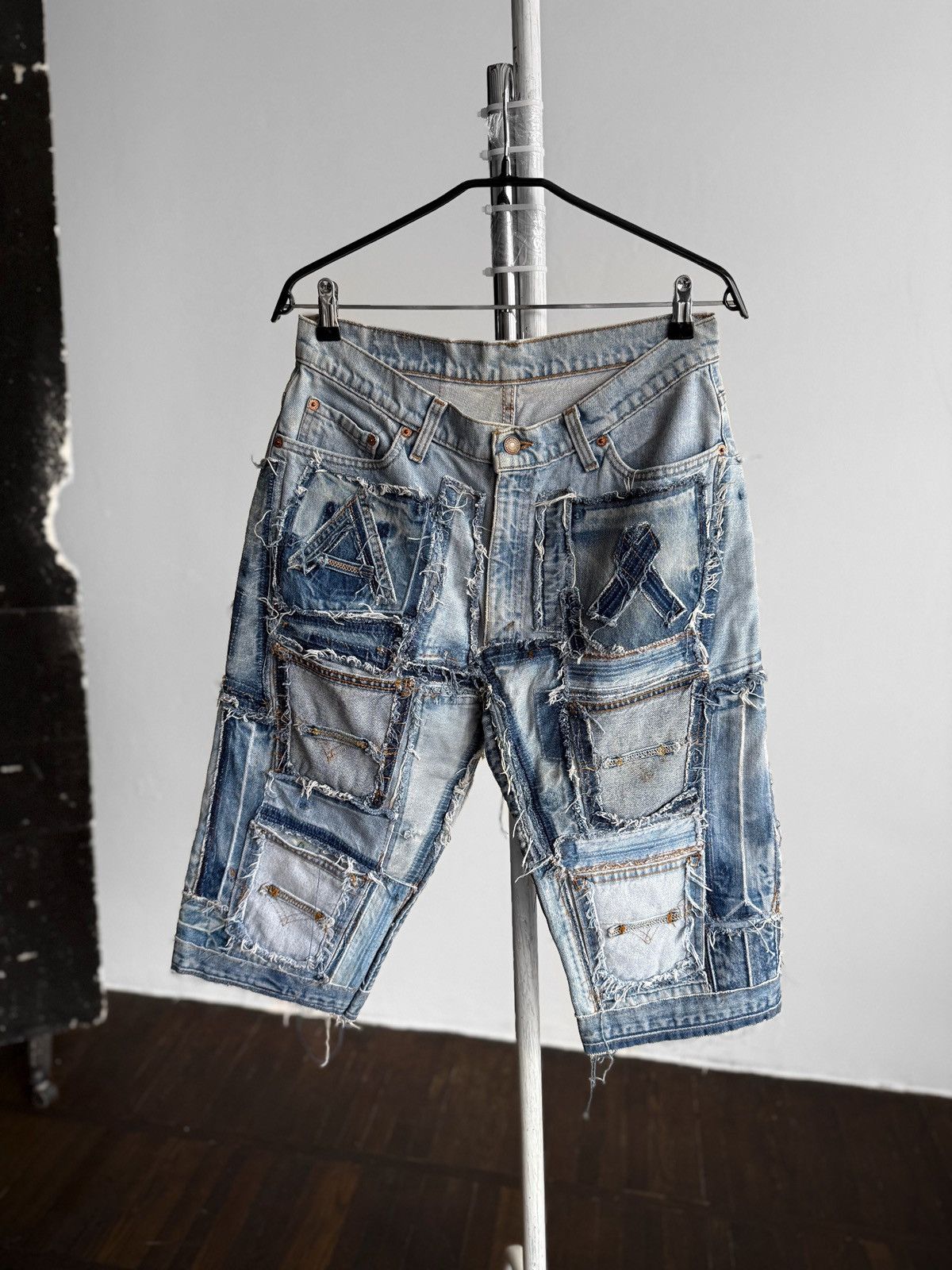 Levi's Levis 512 Mens Rare Boro Patchwork Deconstructed Shorts Size US 32 / EU 48 - 1 Thumbnail