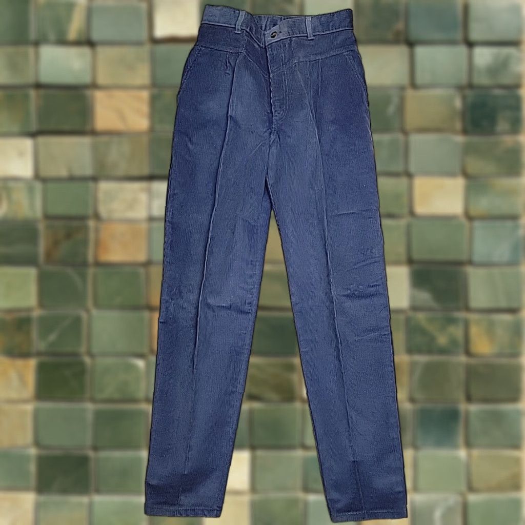 Vintage VINTAGE CHIC PANTS Womens 14 Blue Corduroy Pleated High Rise 70s Retro Casual Size 36" / US 14 / IT 50 - 1 Thumbnail