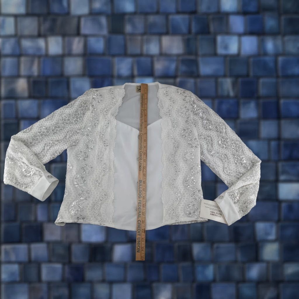 DANCER VINTAGE 1849 Authentic Ranchwear White Lace Sequin Western Jacket Womens Small XS? No, size S; White Lace Sequin Western Jacket Womens Small 90s USA Size S / US 4 / IT 40 - 1 Thumbnail