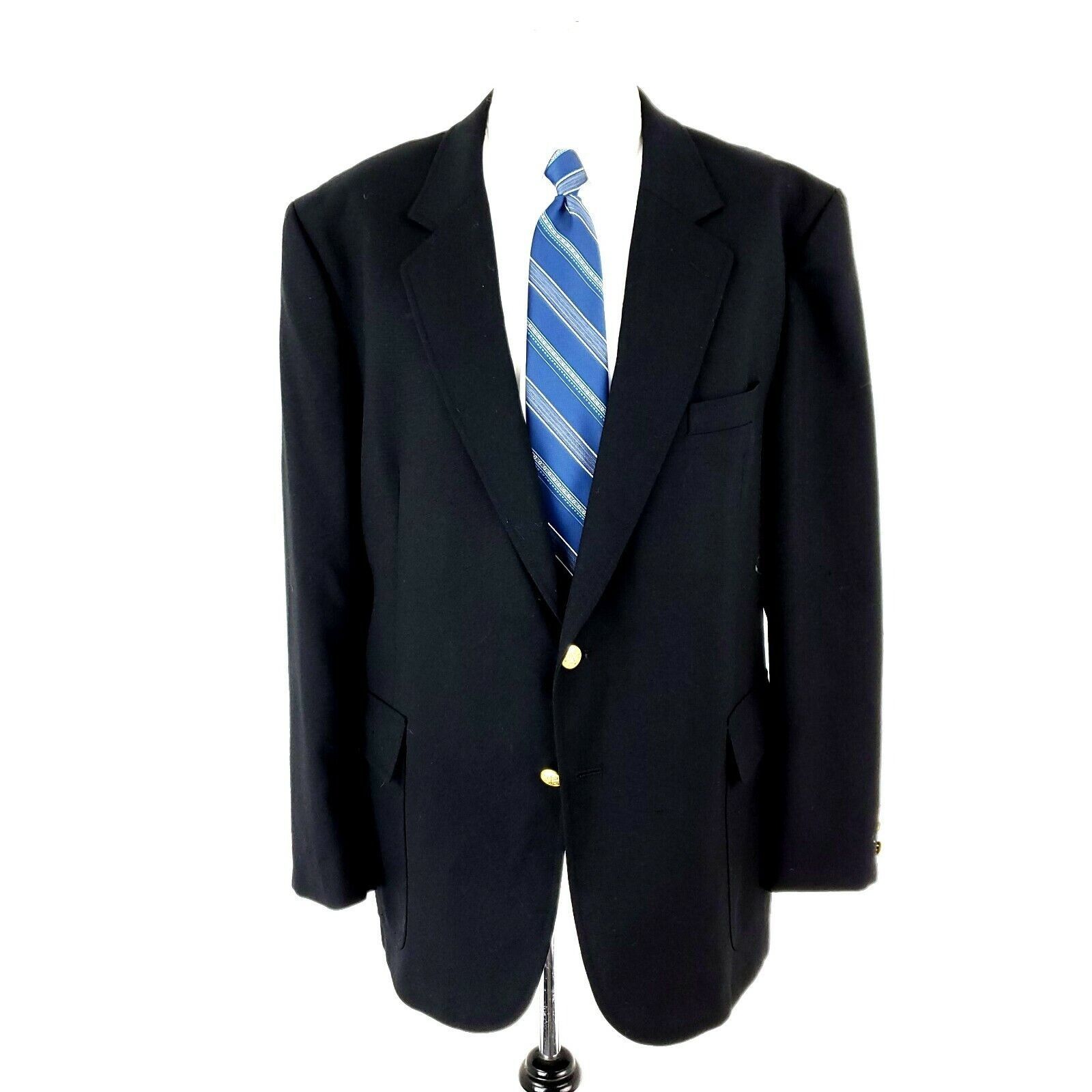 Vintage Alexander Shields Wool 2 Gold Button Blazer 44R Black Size 44R - 3 Thumbnail