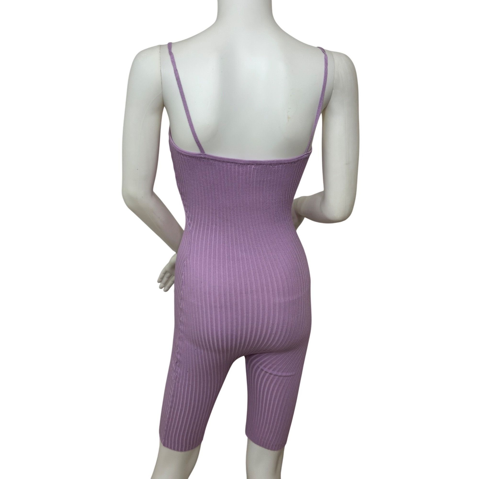 Other Daisy Women’s Ribbed Romper S Lavender Unitard Scoop Neck Sp Size S / US 4 / IT 40 - 3 Thumbnail