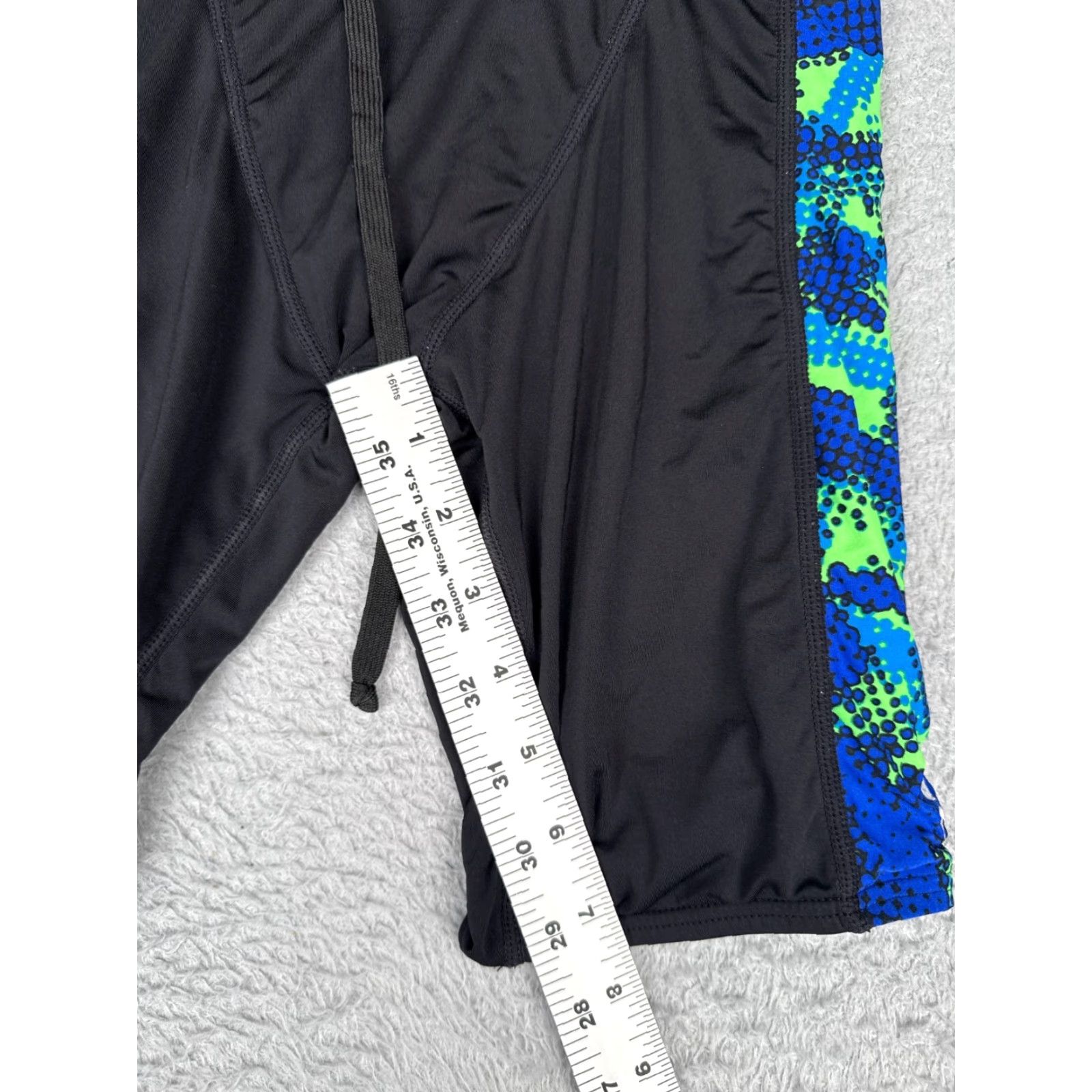 Vintage TYR Mens Jammer Swim Bottom 28 Blue Green Black - Competition Training Quick Dry Lightweight Lined Elastic Waist Polyester Spandex Size US 28 / EU 44 - 6 Thumbnail