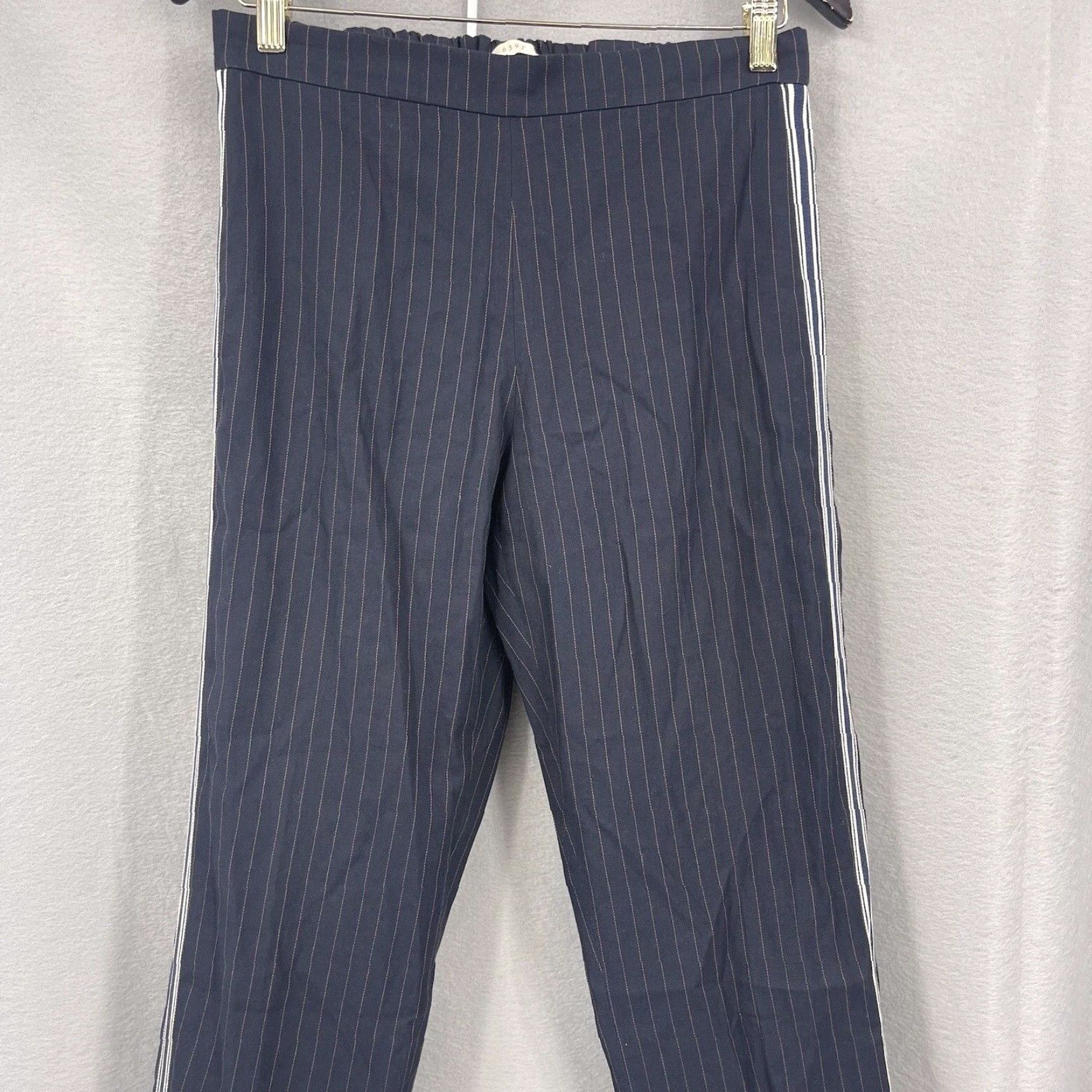 6397 VINTAGE 6397 Women's Wool Blend Striped Pants Ankle Style Mid Rise Casual Office Blue S Preppy Size 28" / US 6 / IT 42 - 2 Thumbnail