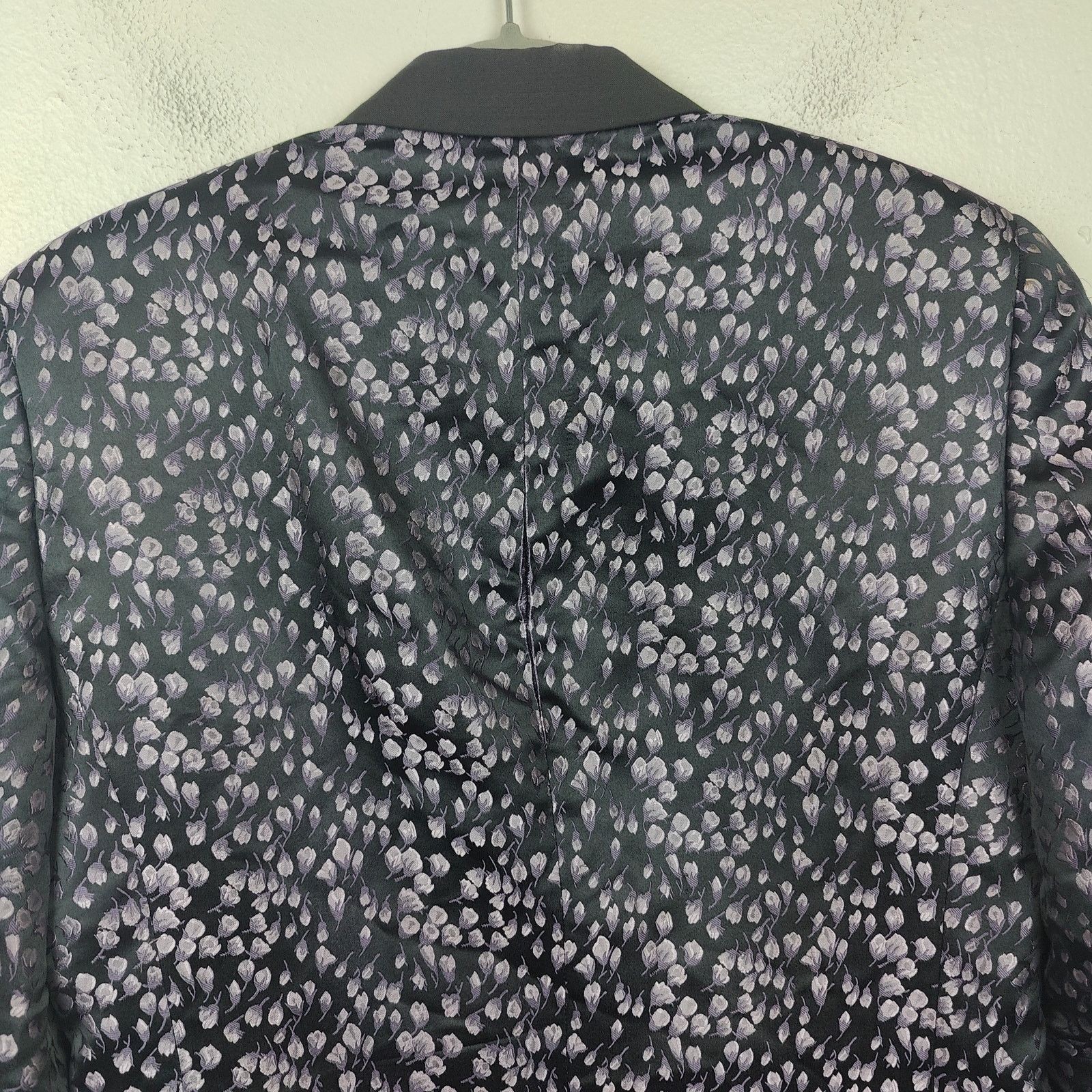 John Varvatos John Varvatos Silk Blazer Mens 44 Black Purple Micro Floral Size 44R - 6 Thumbnail