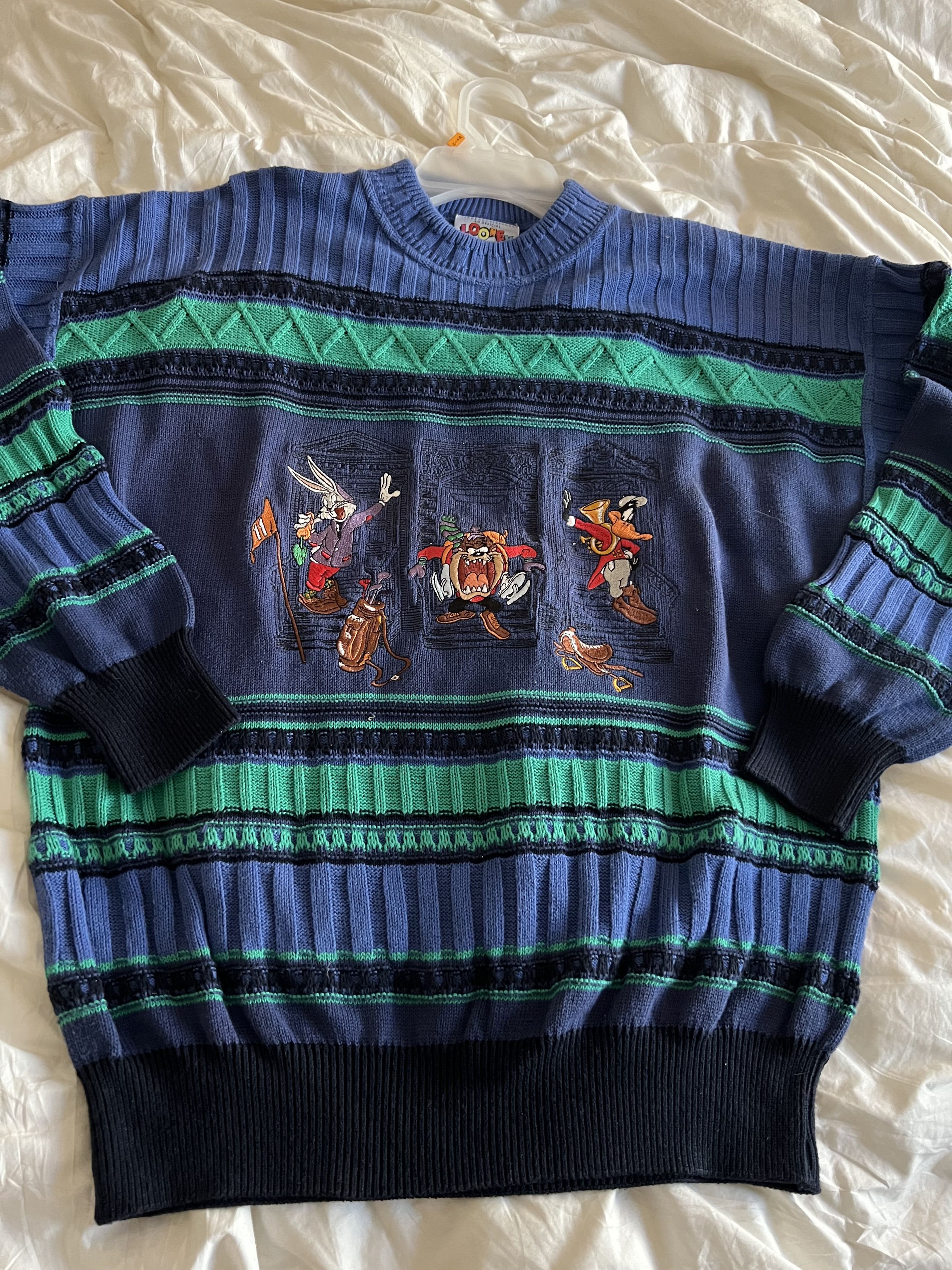 Disney × Mickey Unlimited × Vintage Vintage LOONEY TUNES X Lario Sweater Co Knit Sweater Golf Size US M / EU 48-50 / 2 - 1 Thumbnail
