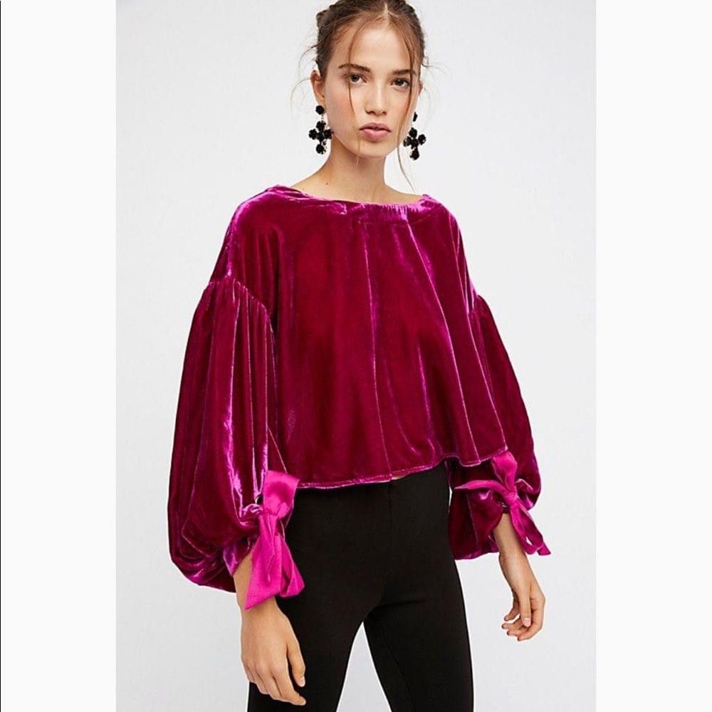 Free People Free People Gimme Some Lovin' Velvet Top Size S / US 4 / IT 40 - 4 Thumbnail