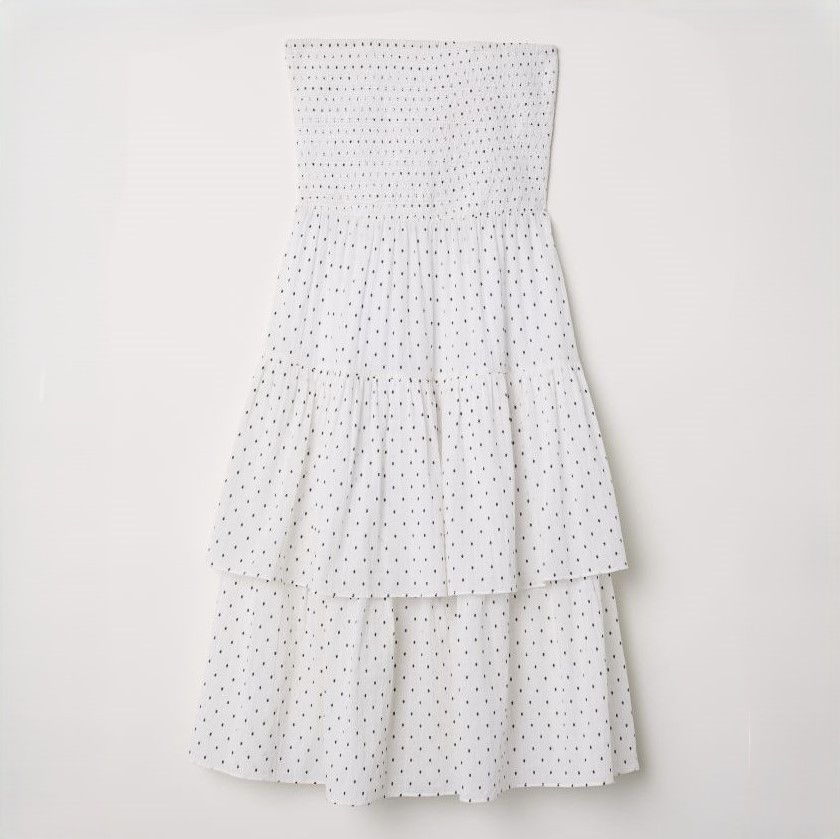 H&M Strapless Flounced Polka Dot Dress in White size US 12 NWT Size XL / US 12-14 / IT 48-50 - 2 Thumbnail