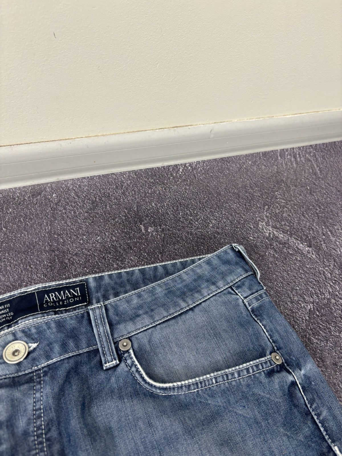 Armani Armani Collezioni Y2K Faded Blue Denim Hype Baggy Jeans Size US 40 / EU 56 - 16 Thumbnail