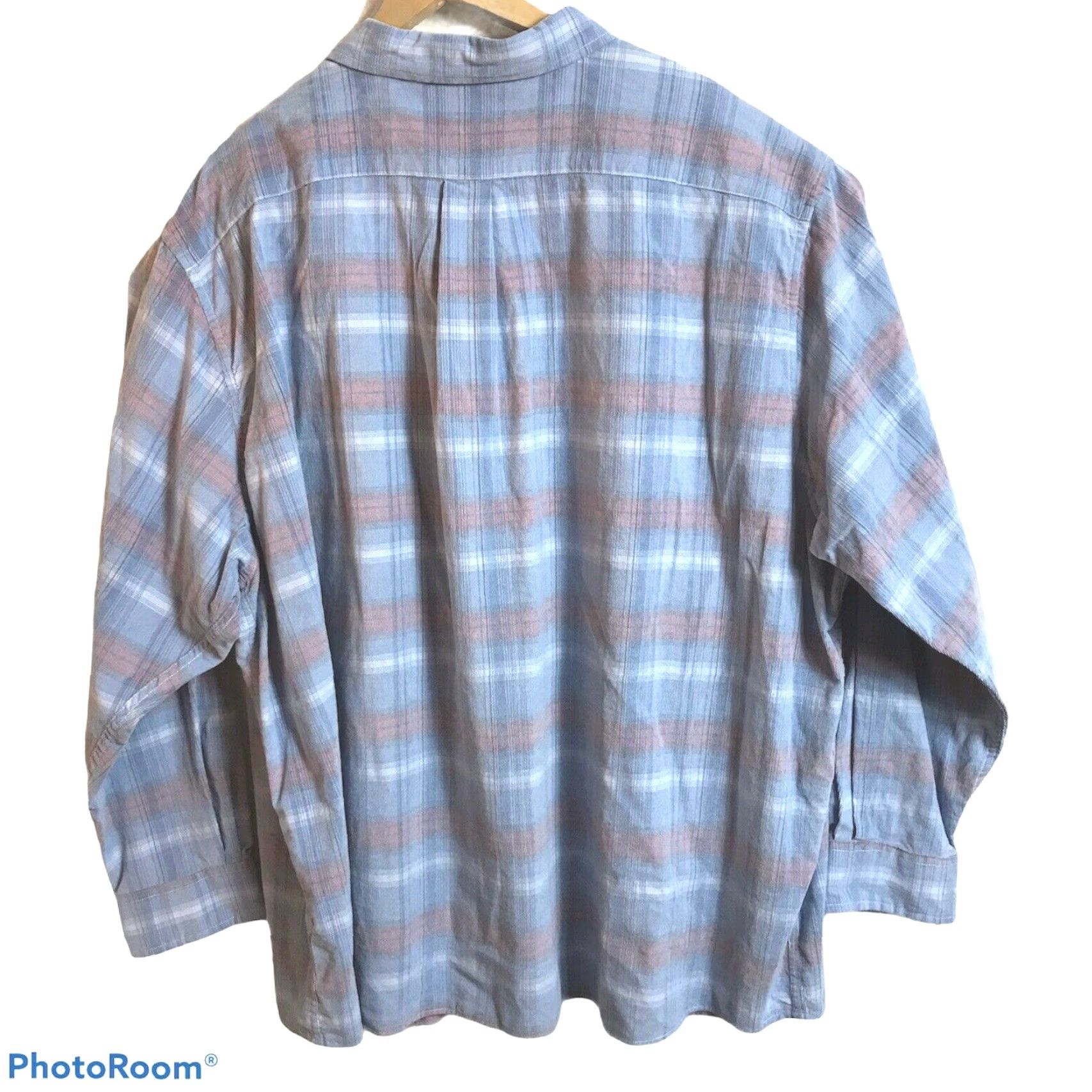 Vintage ROWM Shirt Mens Big 2X Long Sleeve Corduroy Dusty Blue Plaid Button-Up Casual Mens Size US XXL / EU 58 / 5 - 5 Thumbnail