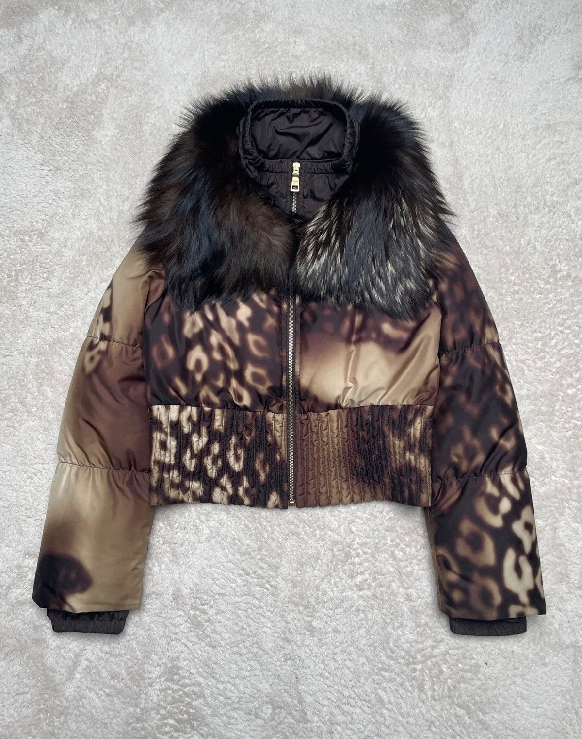 Prada 2000's Prada Leopard Fur Neck Down Jacket Size M / US 6-8 / IT 42-44 - 1 Thumbnail