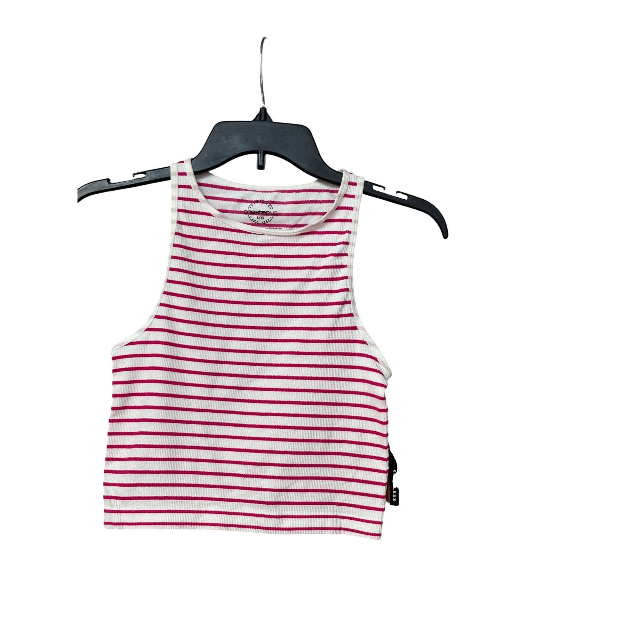 Other One Step Women's Seamless Ribbed Cropped Tank, Red/White, L Size ONE SIZE - 7 Thumbnail
