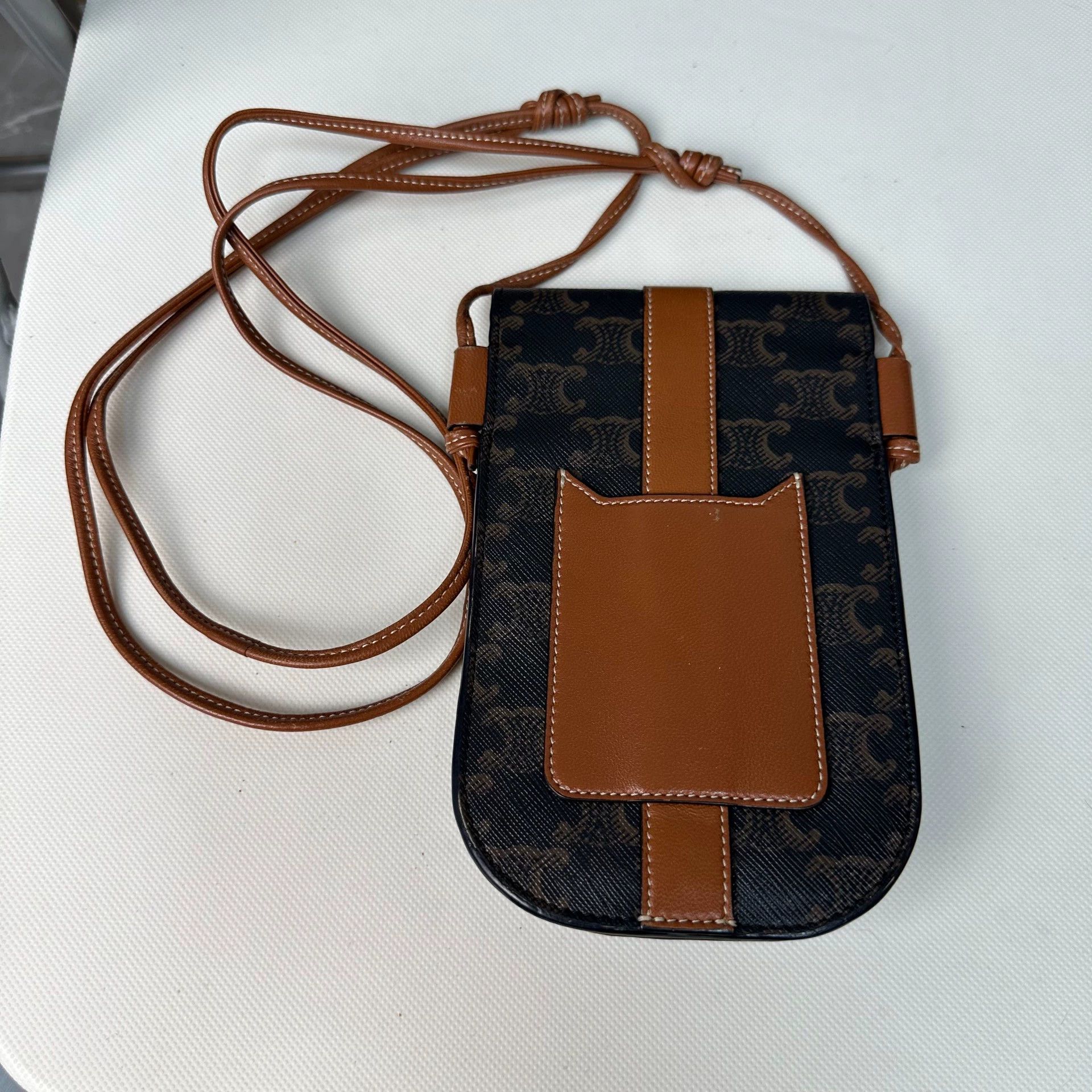 Celine CELINE Triomphe Canvas & Calfskin Cross Pouch Size ONE SIZE - 2 Thumbnail