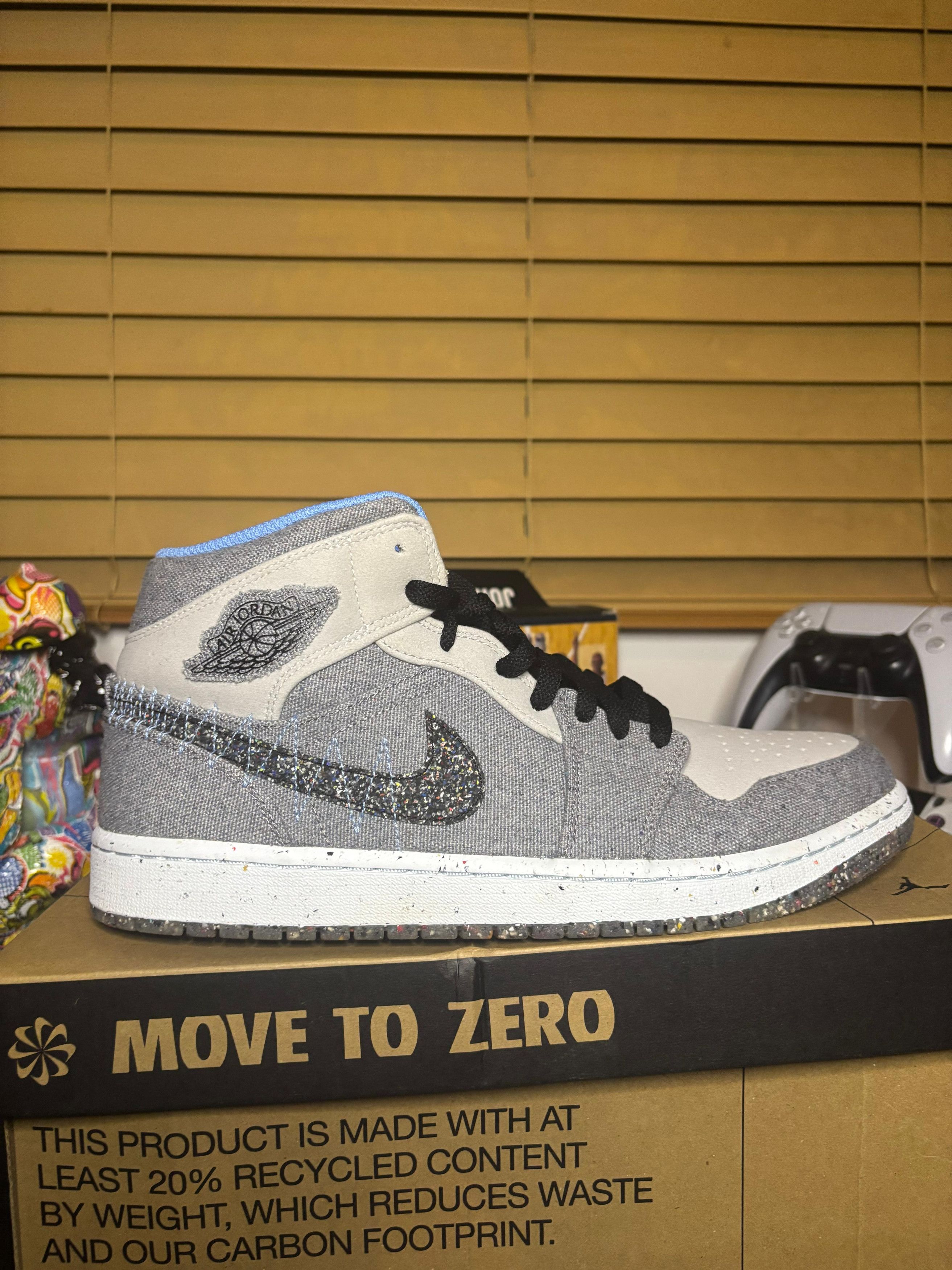 Jordan Brand Nike Air Jordan 1 Mid Crater Grey University Blue Size US 11 / EU 44 - 1 Thumbnail