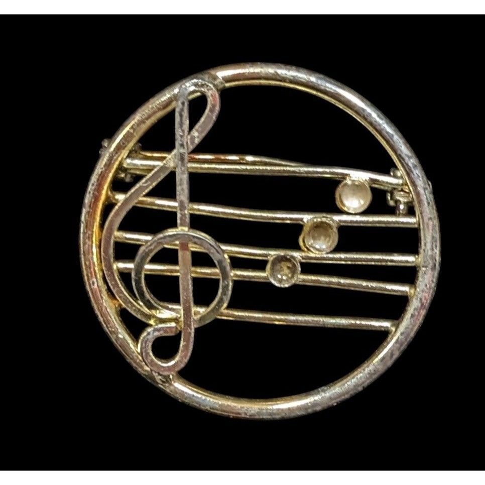 Other Vintage Treble Clef Music Notes Gold Tone Brooch Size ONE SIZE - 1 Thumbnail