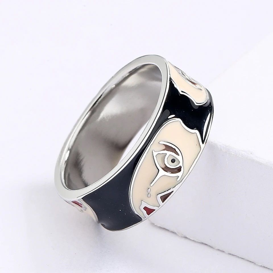 Jewelry Creative Handmade Irregular Half Face Enamel Heart Ring y2k Size ONE SIZE - 4 Thumbnail