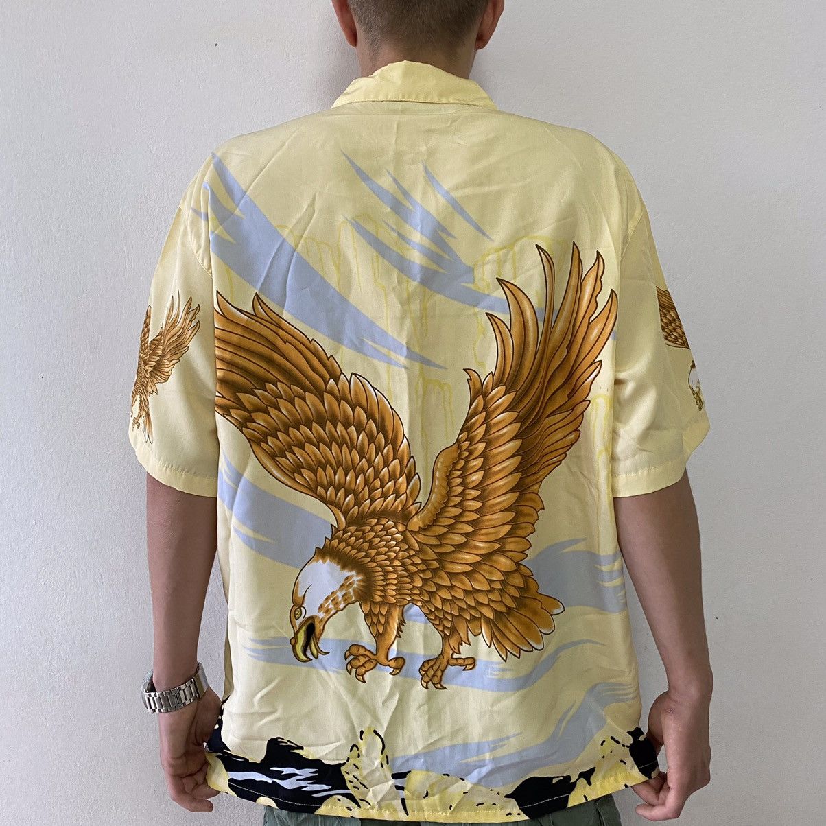 Vintage Hawaiian Alpha Shirt Anima Eagle Stripe Printed Size US XL / EU 56 / 4 - 5 Thumbnail