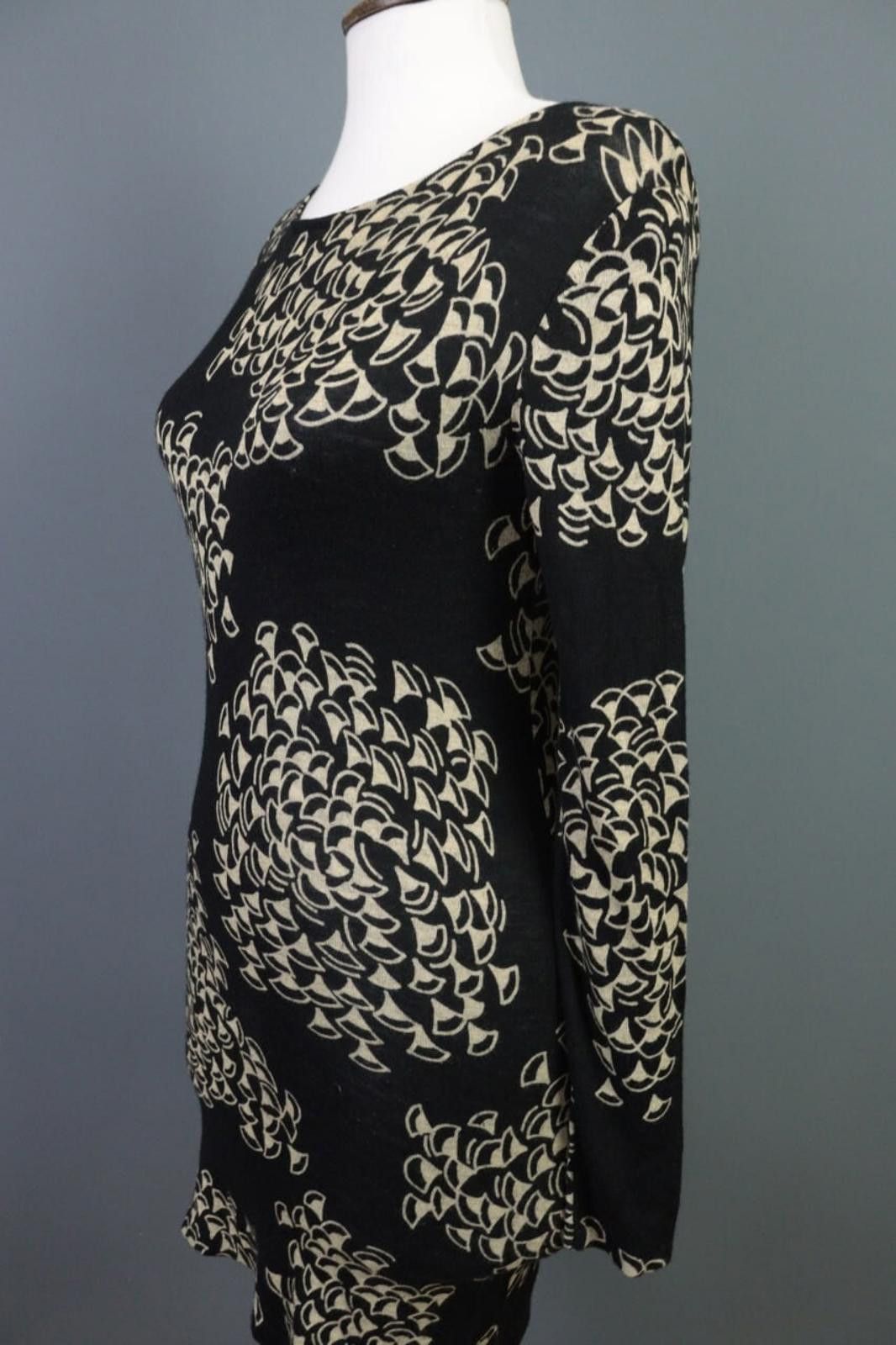 Marimekko Marimekko Black Printed Wool A-Line Shirt Dress Size XS Size XS / US 0-2 / IT 36-38 - 8 Thumbnail