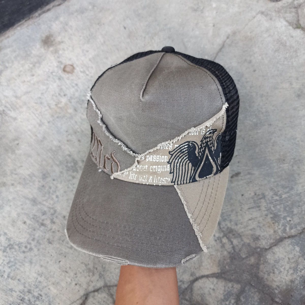 14th Addiction SICK,, patchwork and distressed trucker hat Size ONE SIZE - 1 Thumbnail