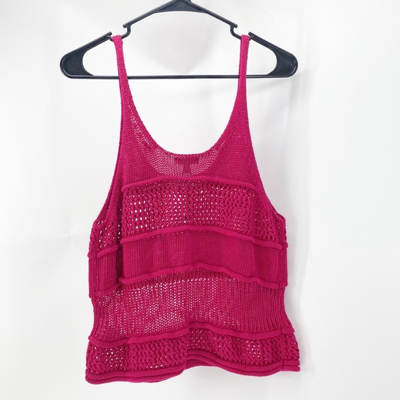 Express Express crochet open knit semi crop pink tank Top beach Size S / US 4 / IT 40 - 4 Thumbnail
