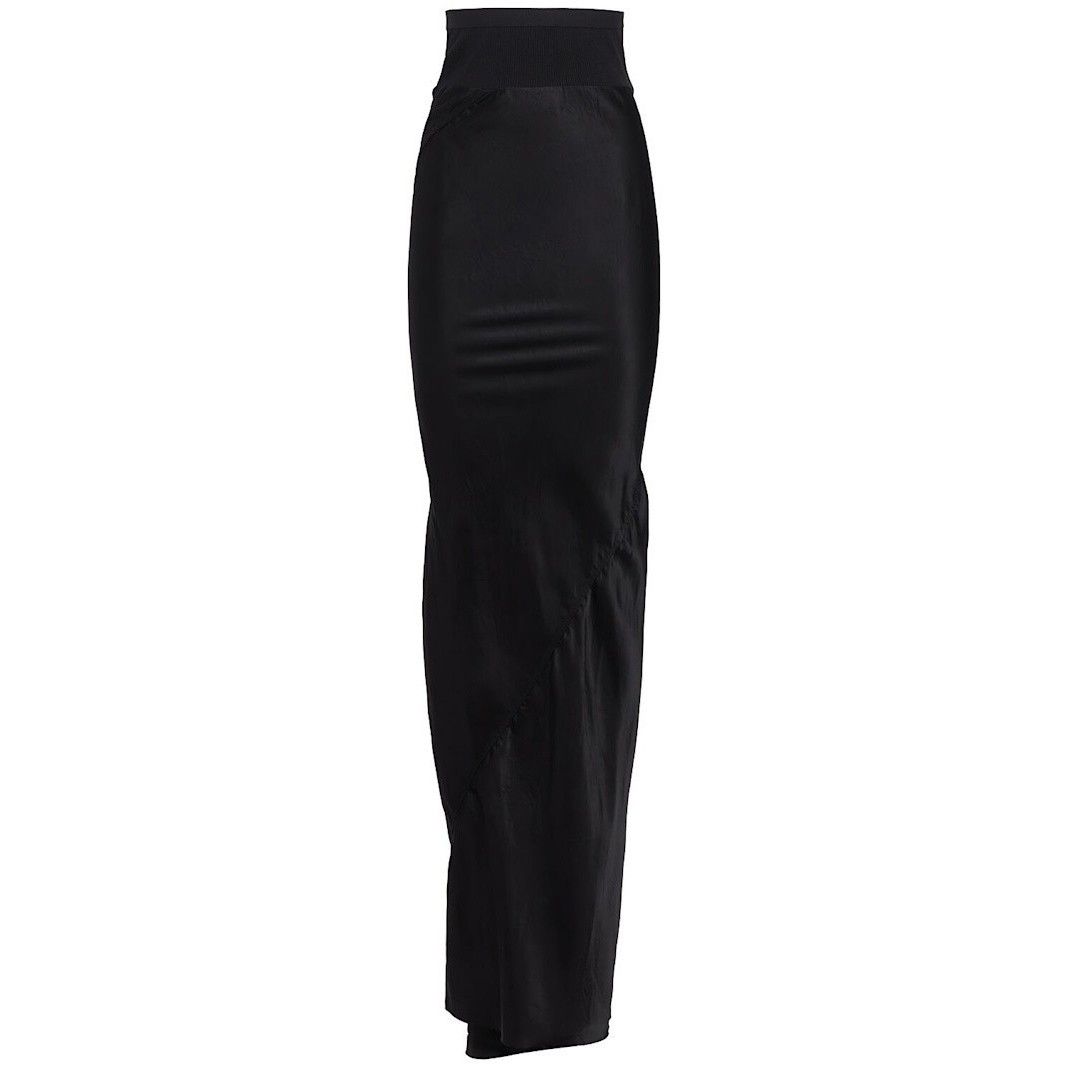 RICK OWENS Slim Long Black Cupro Skirt New & Authentic (Wome