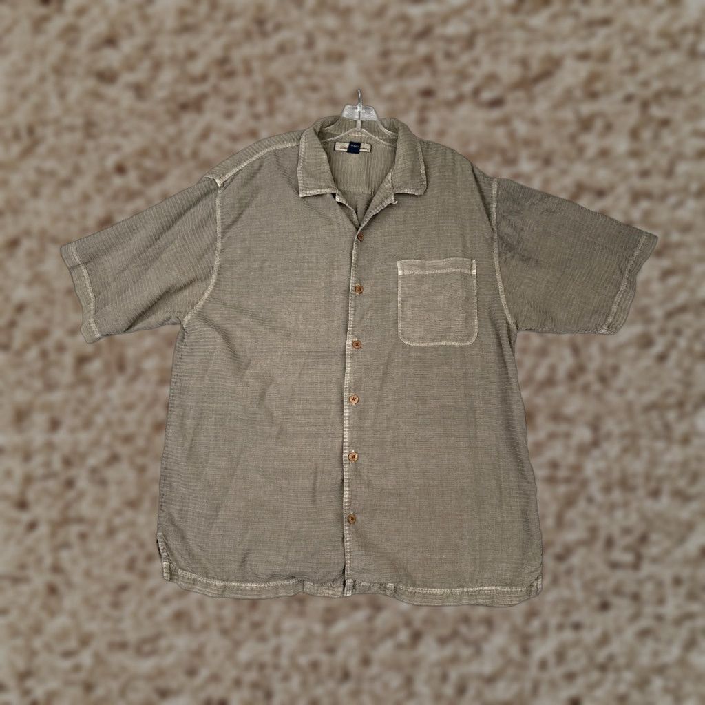 Tommy Bahama Tommy Bahama Shirt Men Medium Gray Silk Blend Hawaiian Wood Button Up READ Size US M / EU 48-50 / 2 - 1 Thumbnail