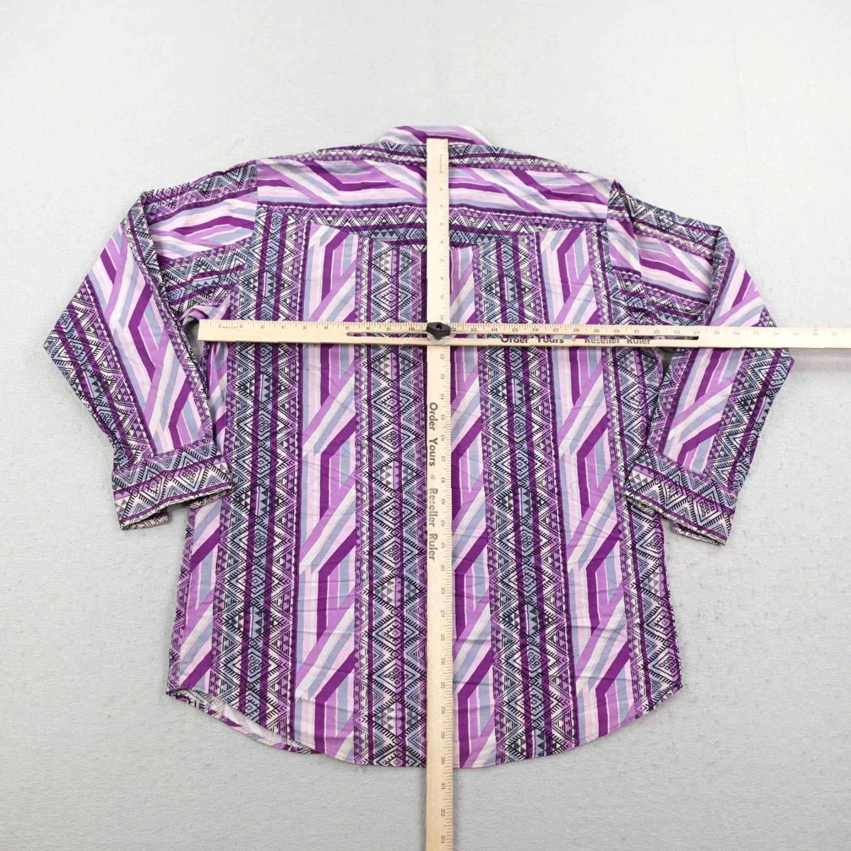 Roper VINTAGE Roper Shirt Mens XL Purple Southwestern Aztec Western Rodeo Geometric Button-Up 1970s 80s Mens Apparel Size US XL / EU 56 / 4 - 7 Thumbnail