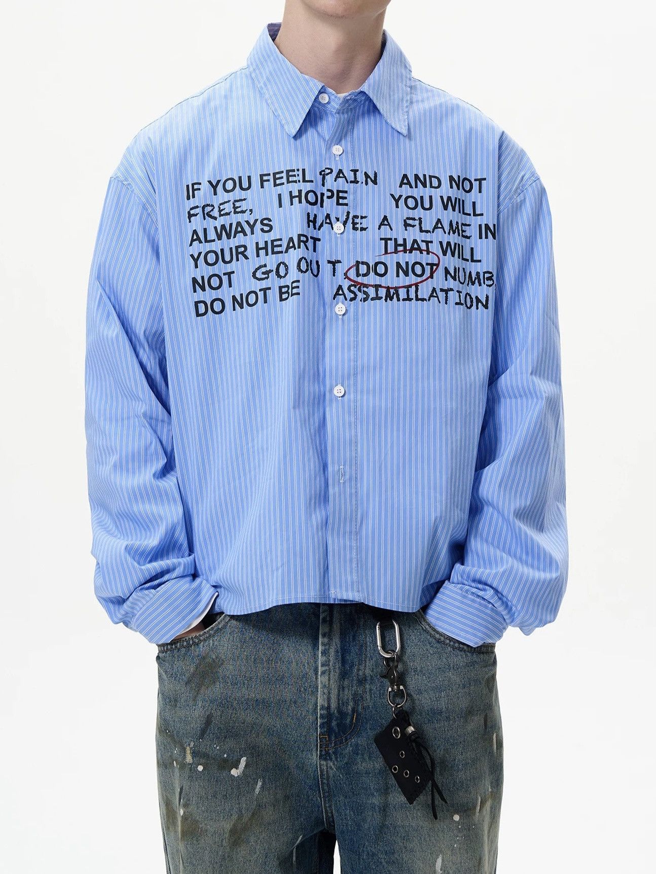 Japanese Brand × Vintage Retro fashion y2k letters striped button up shirt Size US M / EU 48-50 / 2 - 5 Thumbnail