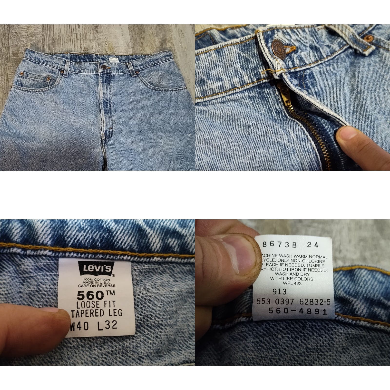 Levi's VINTAGE Levi's 560 Light Wash Loose Fit Tapered Leg Jeans 40X31 Blue 90s Mens Size US 40 / EU 56 - 8 Thumbnail