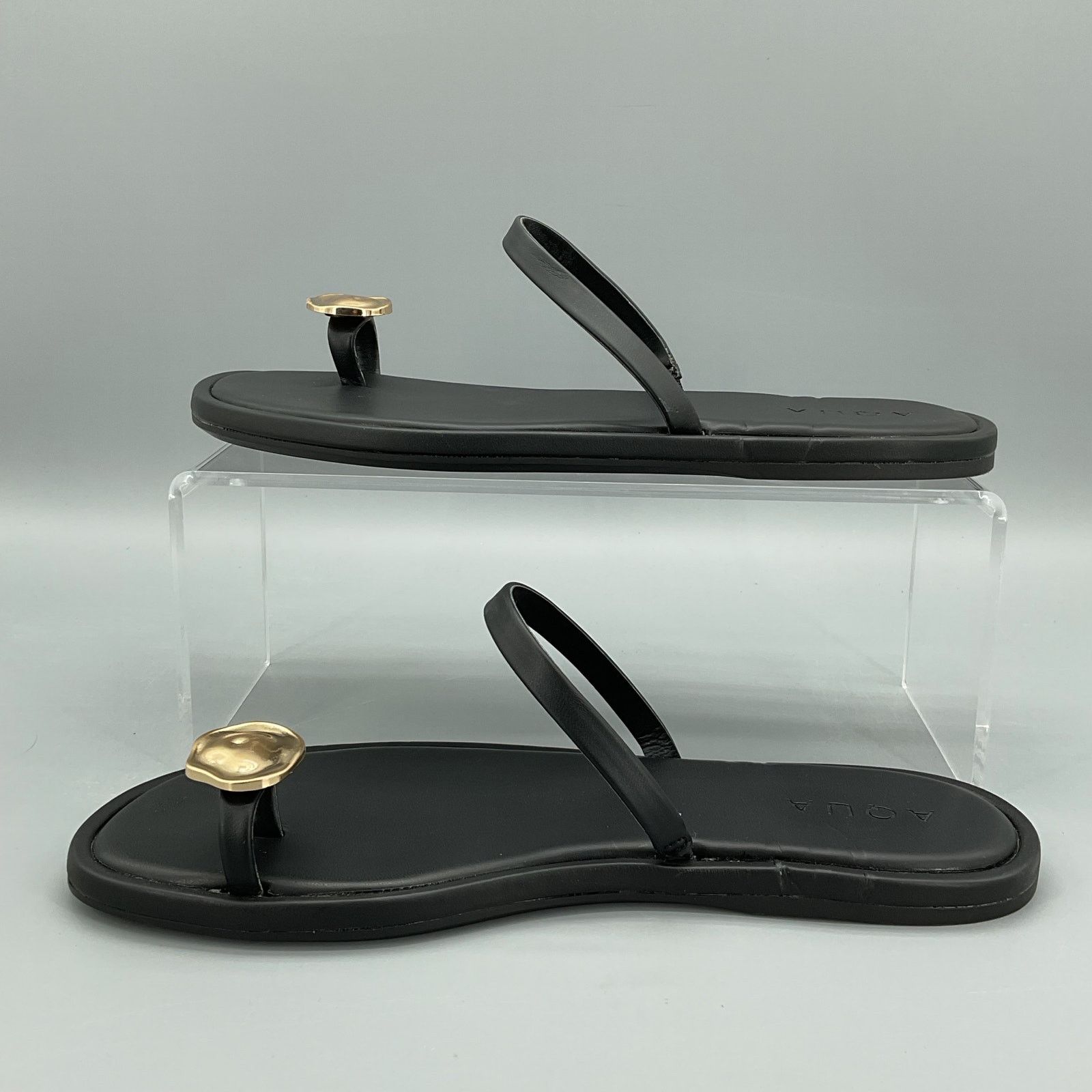 AQUA Aqua Women’s Rita Flat Sandals Black Size 8.5 Size US 8.5 / IT 38.5 - 2 Thumbnail