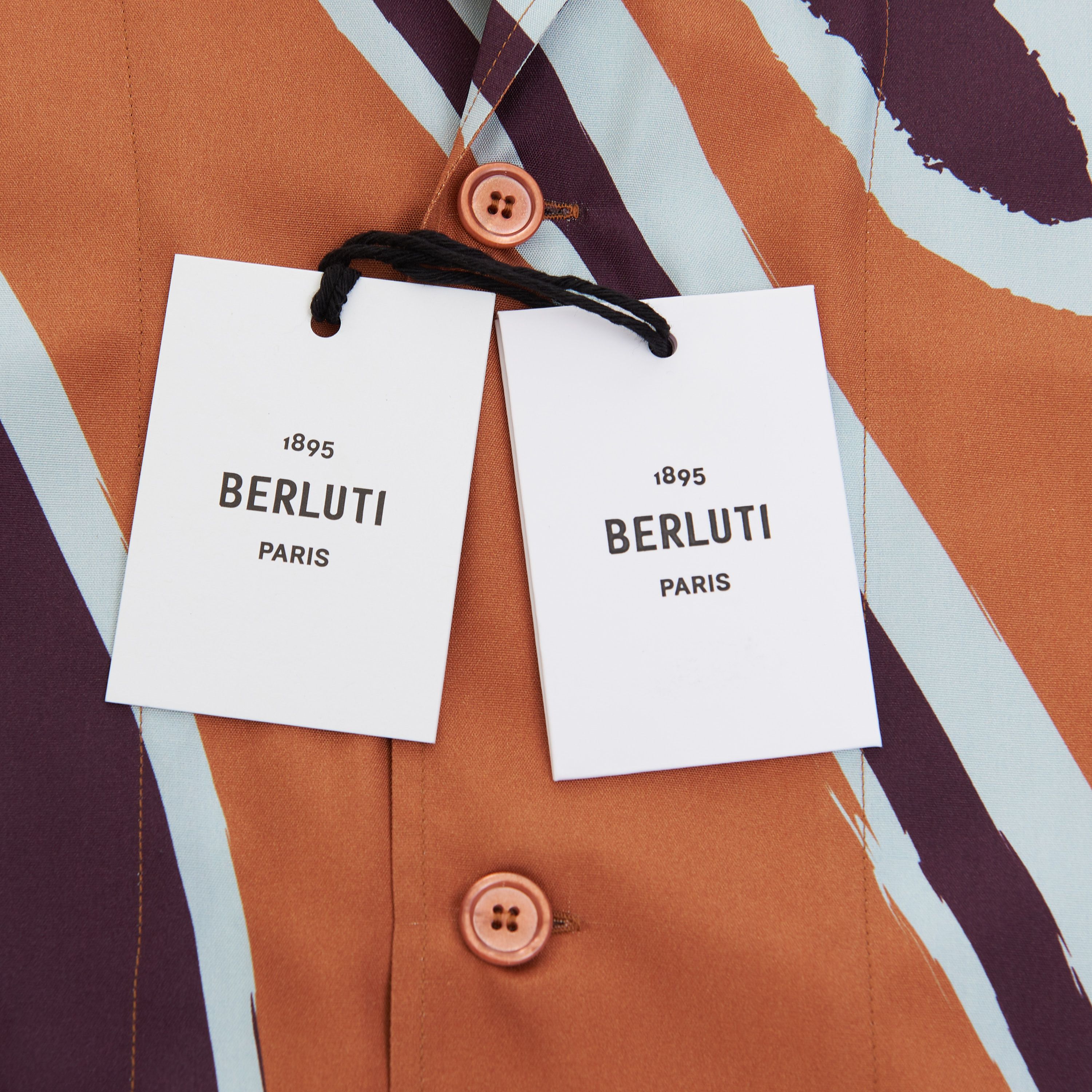 Berluti Short Sleeve Shirt With Giant Scritto Print In Mulberry Silk Size US M / EU 48-50 / 2 - 9 Thumbnail