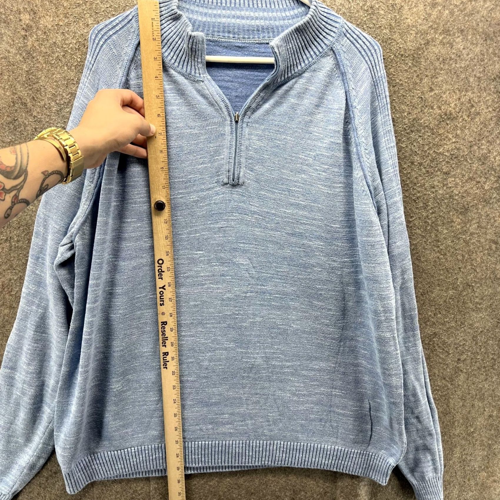 Tommy Bahama VINTAGE Tommy Bahama Sweater Mens L Blue 1/4 Zip Mock Neck Pullover Knit Reversible Size US L / EU 52-54 / 3 - 3 Thumbnail