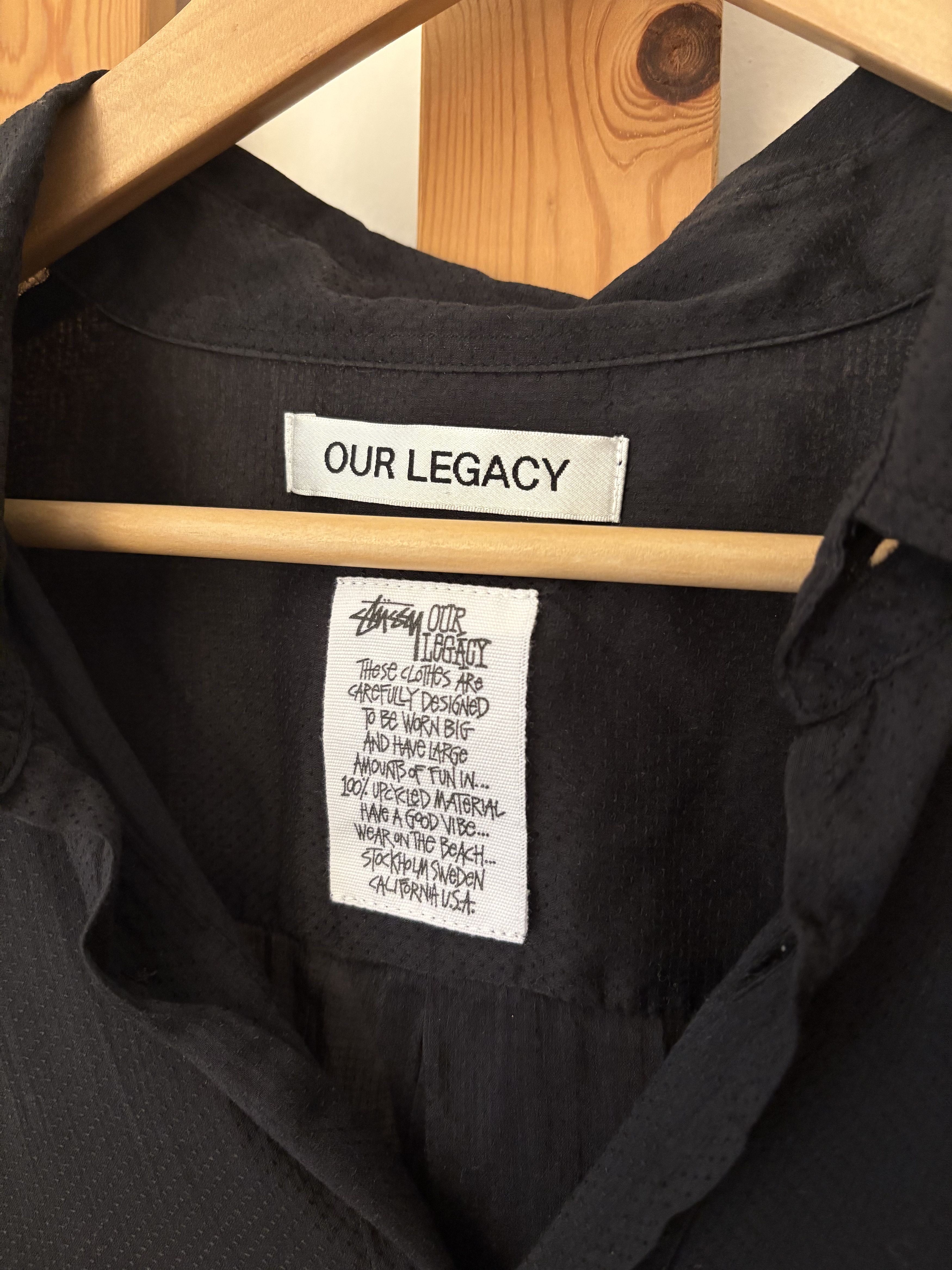 Our Legacy × Stussy Black sheer cotton shirt Size US M / EU 48-50 / 2 - 3 Thumbnail